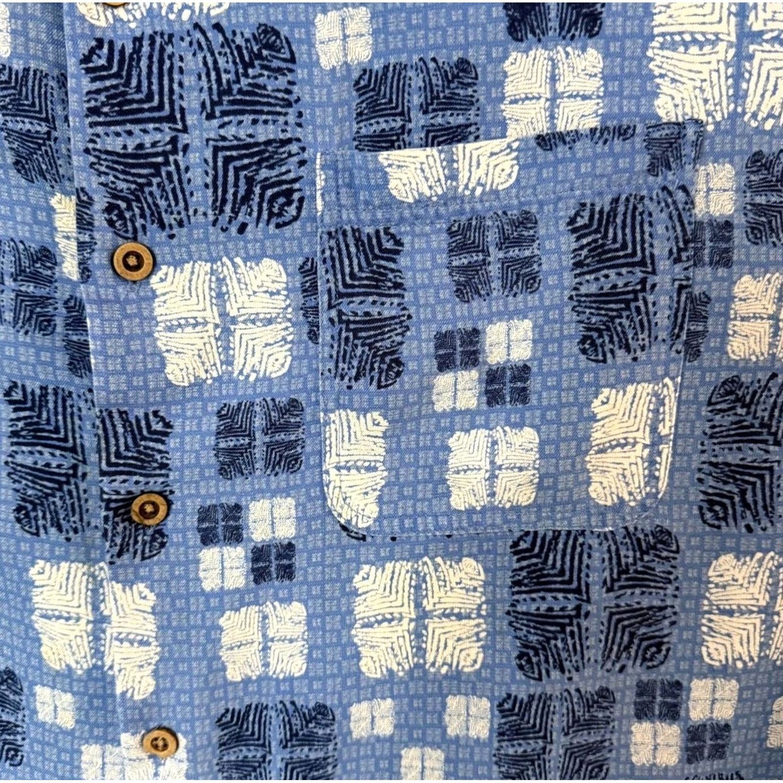 Nat Nast VINTAGE Nat Nast Luxury Originals Silk Button-Up Shirt Blue Hawaiian Geometric Shirt Mens XXL Geometric Beach Preppy Button-Up Size US XXL / EU 58 / 5 - 7 Thumbnail