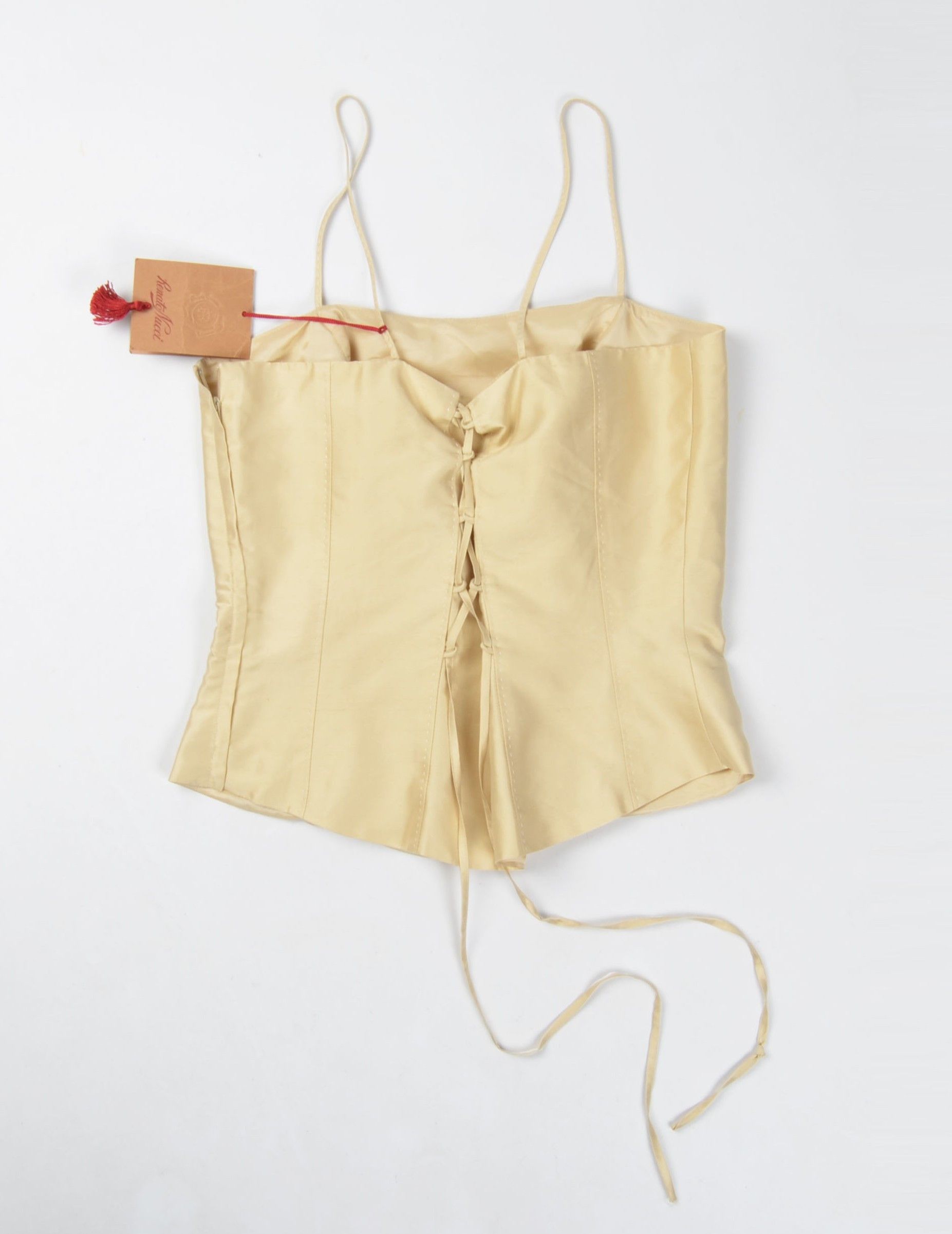 Other Vintage Renato Nucci Beige Silk 90's Corset Style Top Size M / US 6-8 / IT 42-44 - 10 Thumbnail