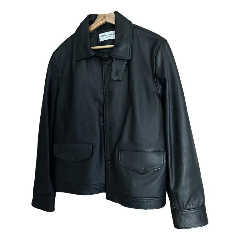 Officine Generale o1mle1025 Dafoe Grained Leather Bomber Jacket in Black Size US M / EU 48-50 / 2 - 1 Preview