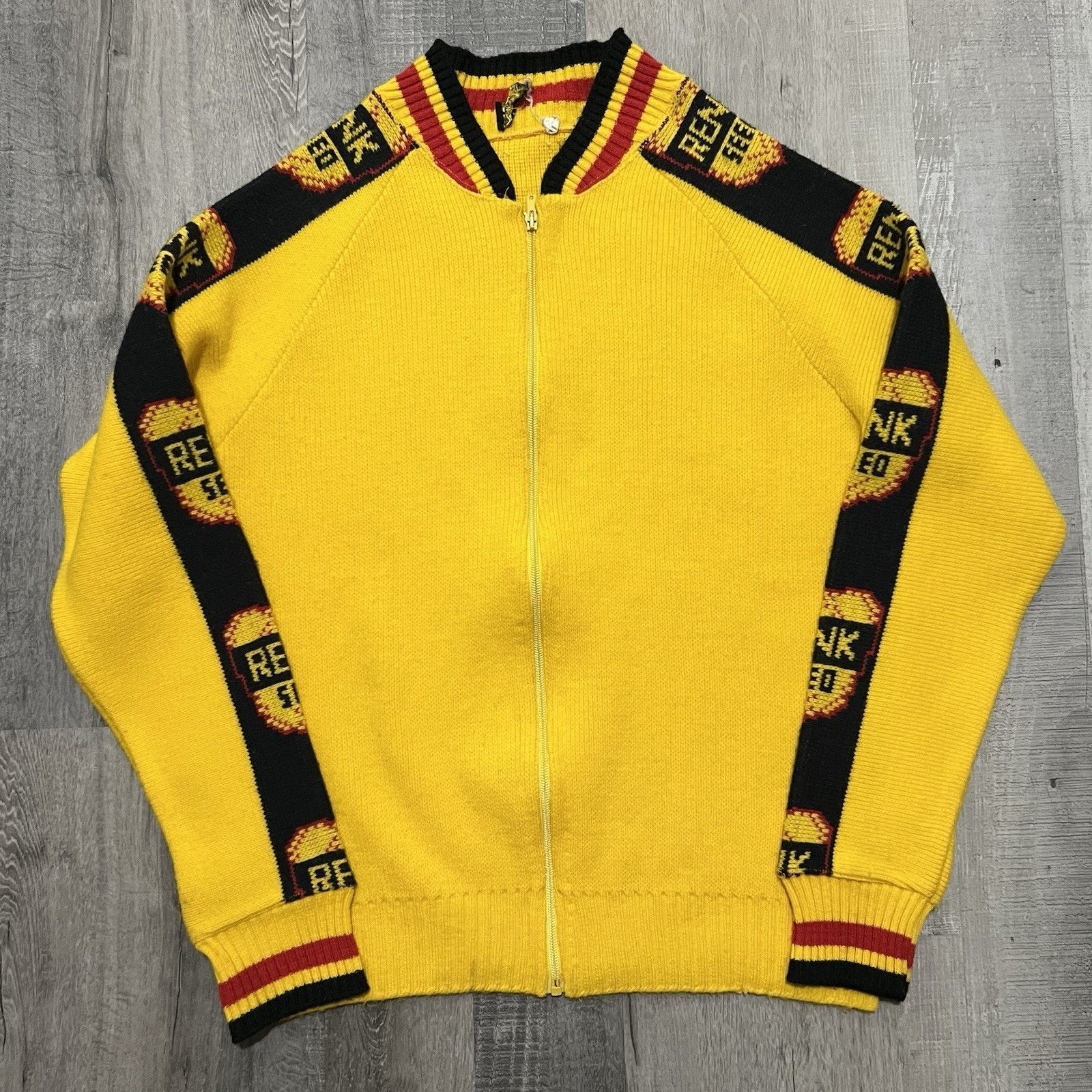 Imperial VTG 50s/60s Full Zip Sweater Renk Seed Co Farming Yellow Size US XL / EU 56 / 4 - 2 Thumbnail