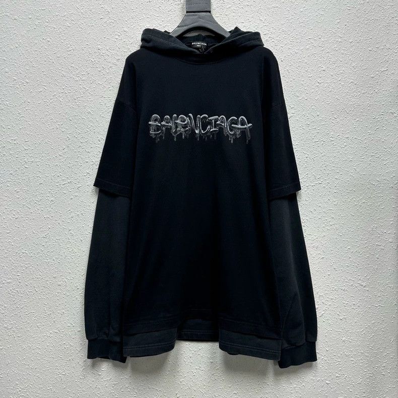 Balenciaga Balenciaga Jelly Logo fake two hoodies Size US S / EU 44-46 / 1 - 1 Thumbnail