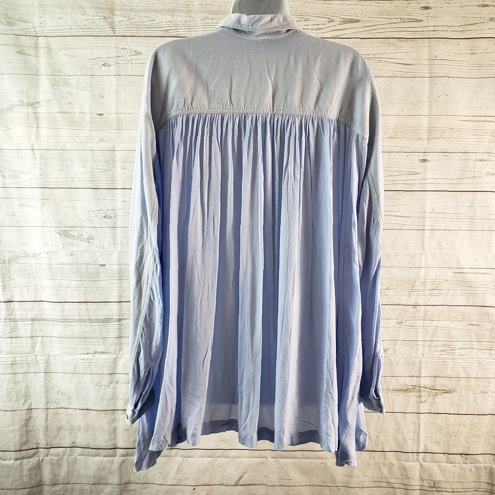 Free People Free People Womens Lovely Day Button Down Top Shirt XS Small Blue Long Sleeve Size S / US 4 / IT 40 - 4 Thumbnail
