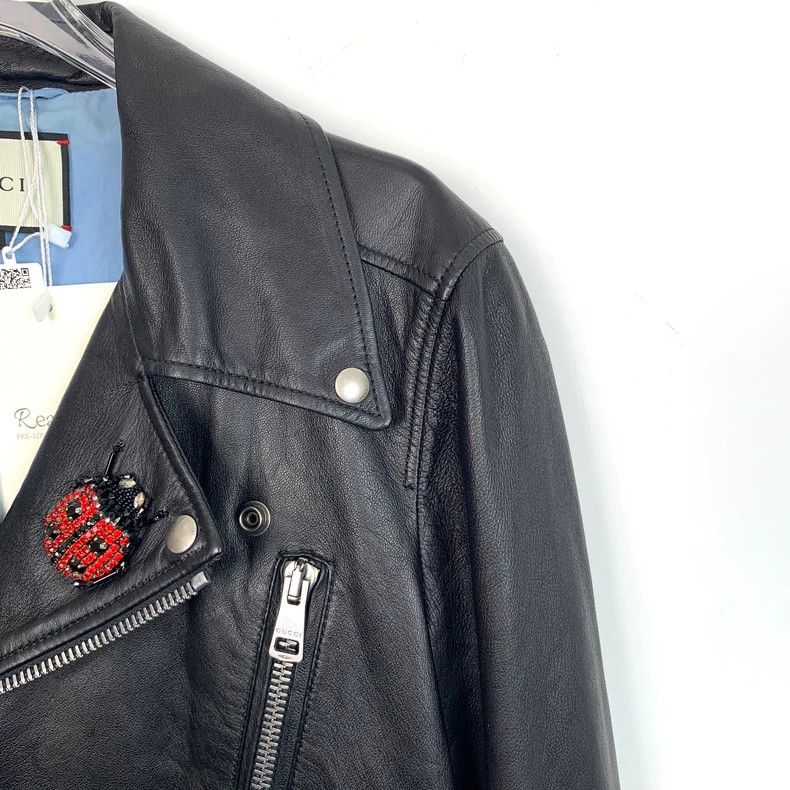 Gucci Gucci Black studded sheep leather lapel long-sleeved leathe Size US S / EU 44-46 / 1 - 3 Thumbnail