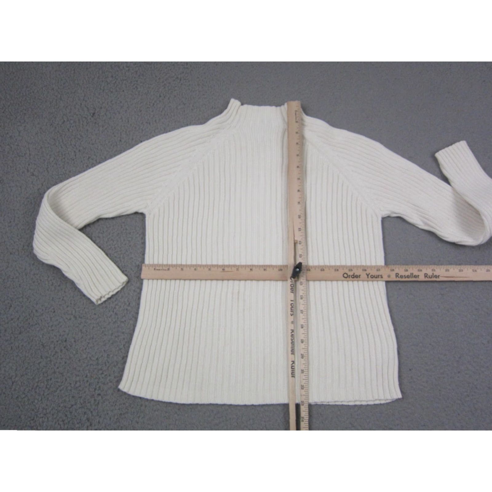 Vintage Vintage St. Johns Bay Sweater Women's Large Creme Mock Neck Ribbed Knit Pullover Size M / US 6-8 / IT 42-44 - 5 Thumbnail