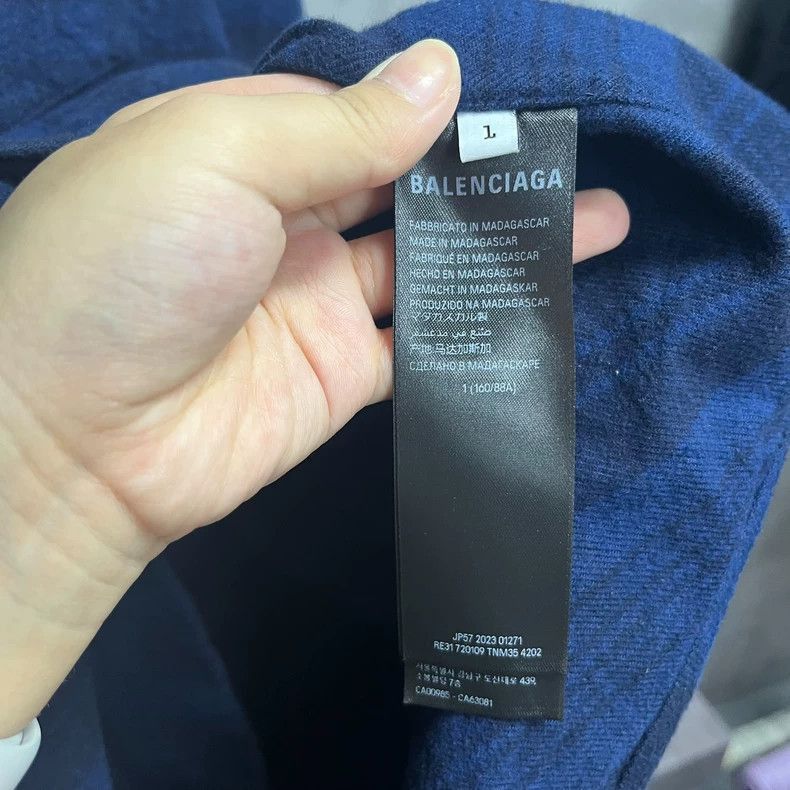 Balenciaga Balenciaga Blue Plaid Detail Hooded Long Sleeve Shirt-2506 Size US M / EU 48-50 / 2 - 4 Thumbnail