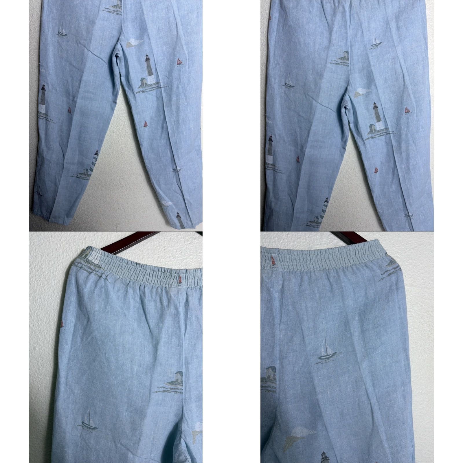 MILLY VINTAGE Valley Linen Pull On Pants Blue M Women Size 32" / US 10 / IT 46 - 9 Thumbnail