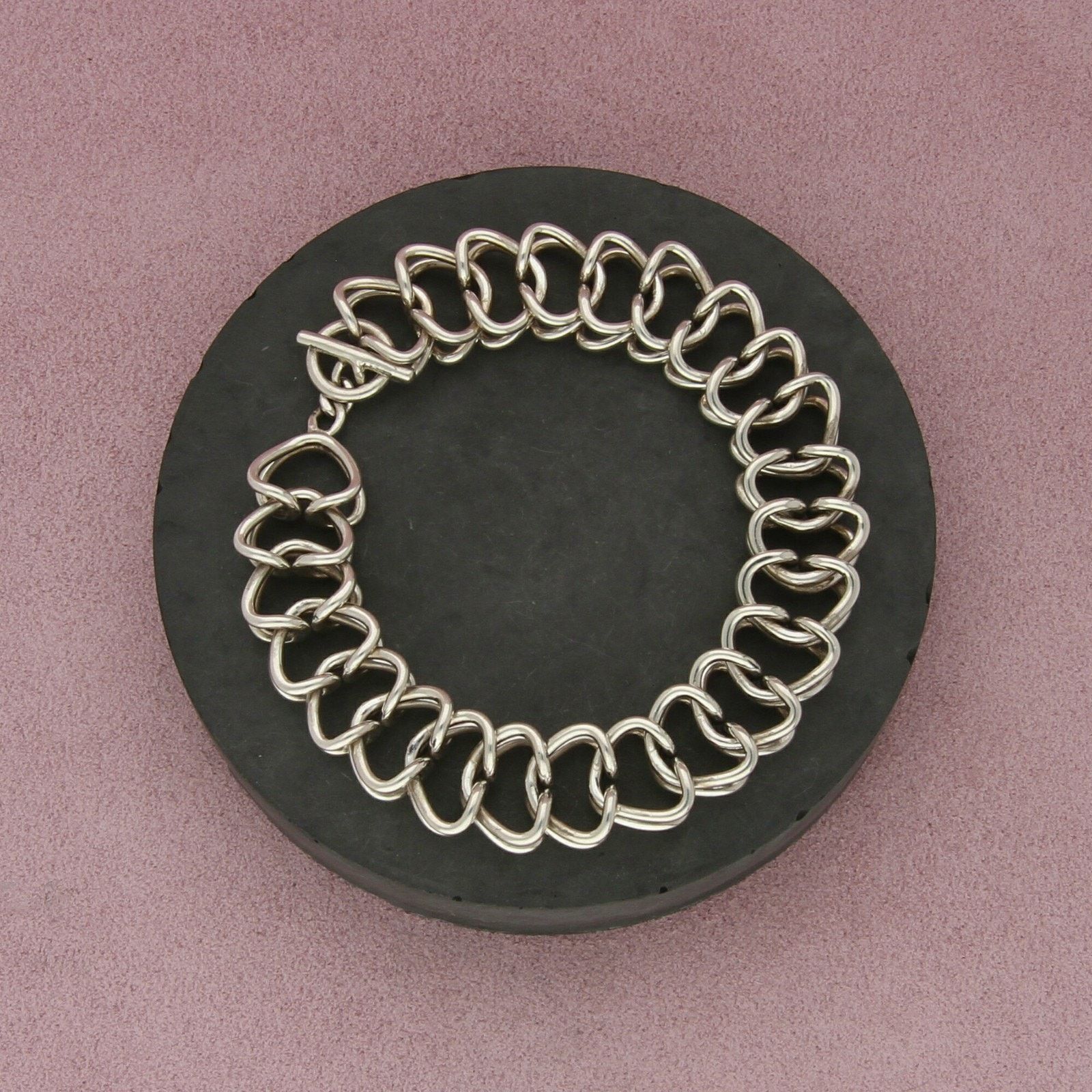 Sterling Silver sterling silver unique link chain toggle bracelet size 7in Size ONE SIZE - 1 Thumbnail