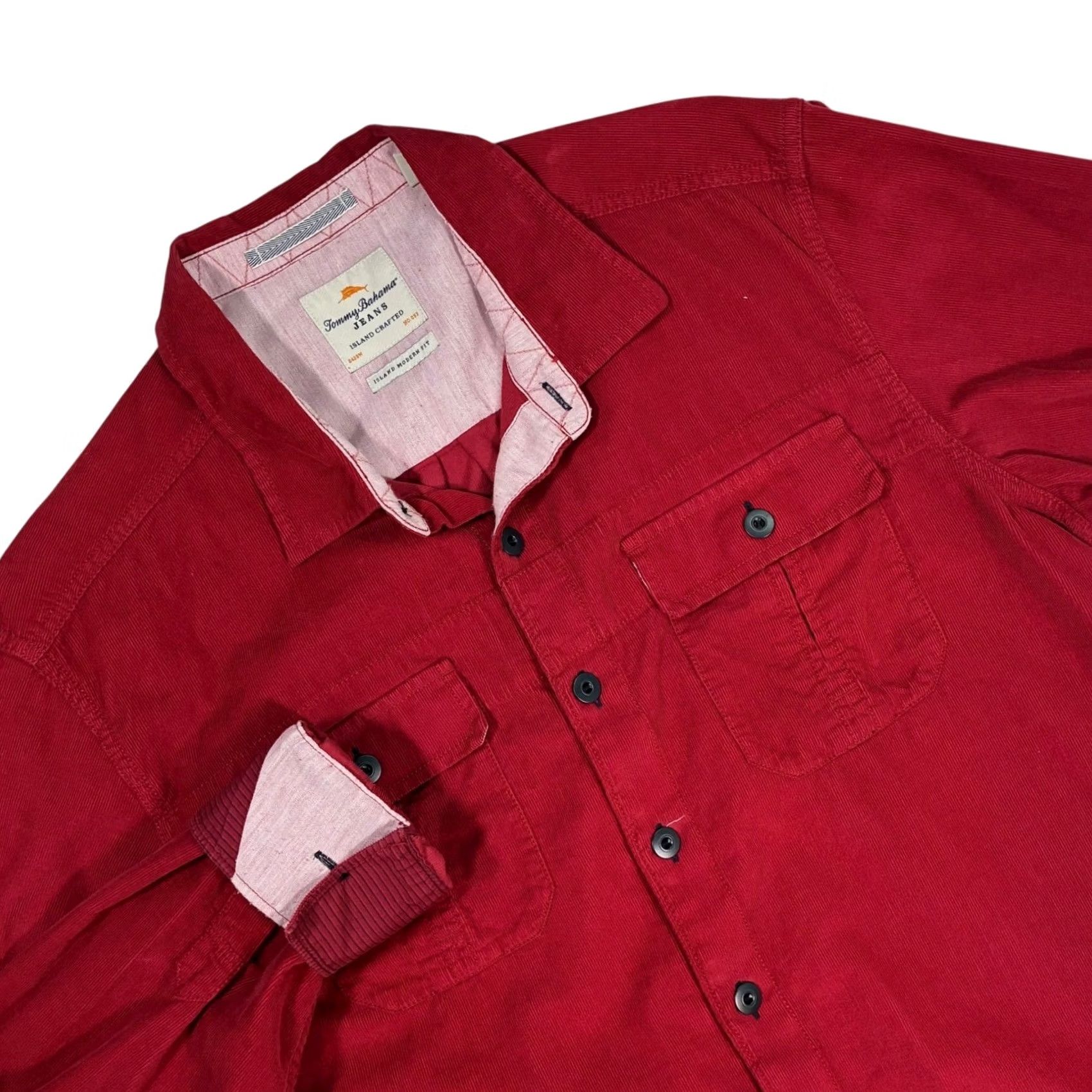 Tommy Bahama VINTAGE Tommy Bahama Jeans Red Corduroy Long Sleeve Island Modern Fit Shirt L Size US L / EU 52-54 / 3 - 2 Thumbnail