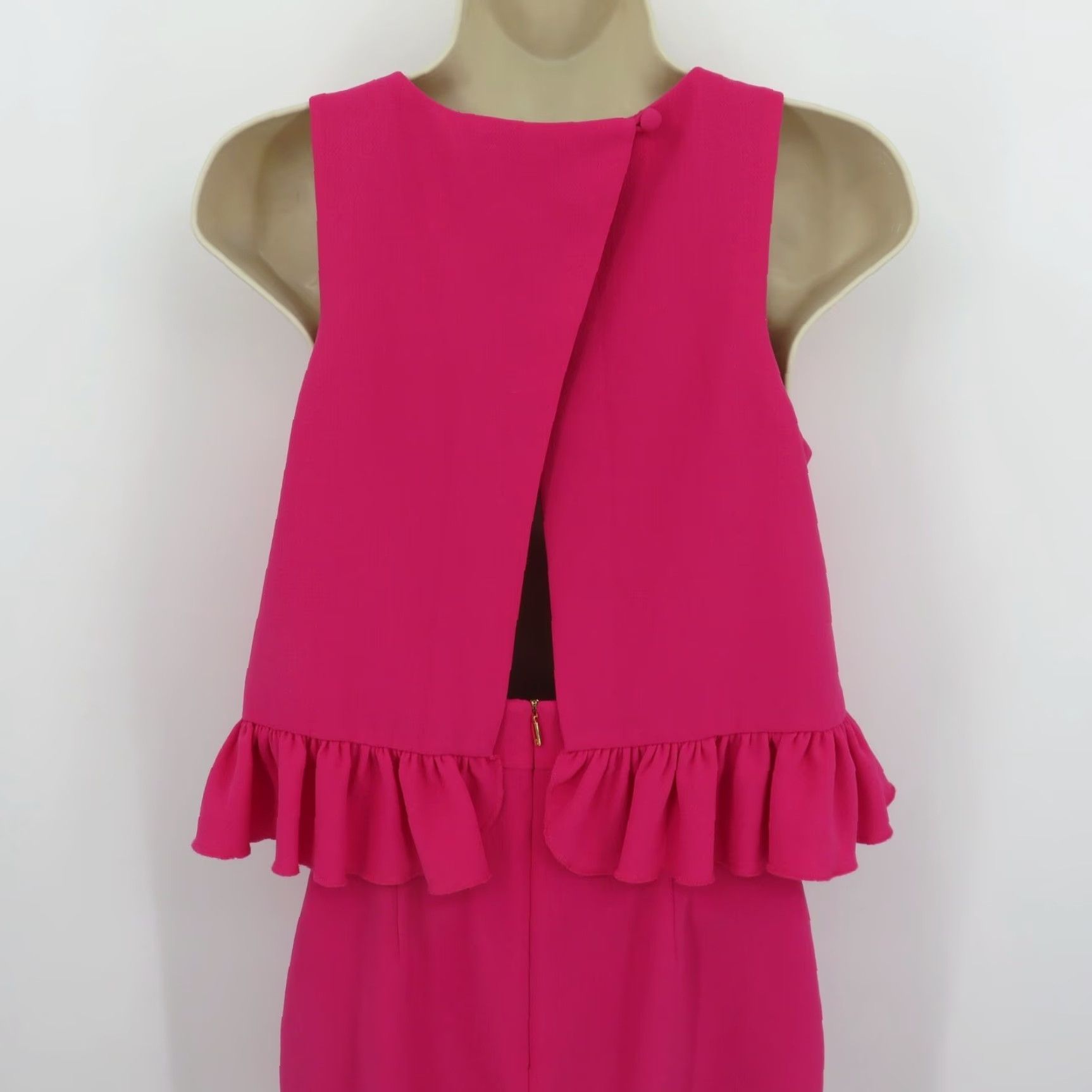 Trina Turk Trina Turk Dress Women 0 Kayleen Classic Crepe Pink Ruffle Hem Back Zip Sheath Sleeveless Party/Cocktail Vintage No Size XS / US 0-2 / IT 36-38 - 6 Thumbnail