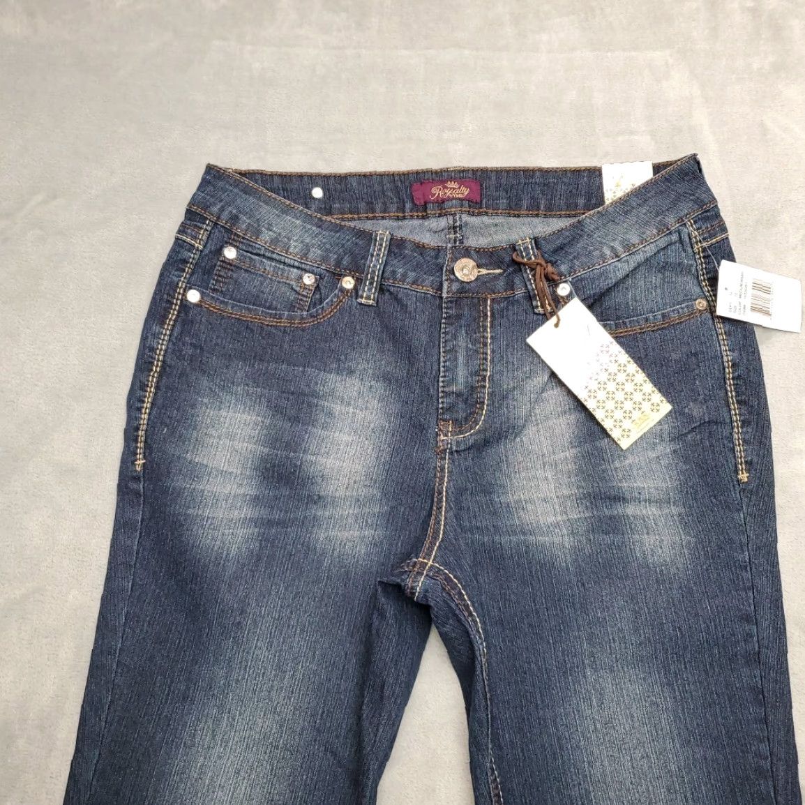 Denime Royalty Jeans Women 12 Blue Denim Slim Fit Straight Thick Stitch Stretch Western Jeans Size 34" / US 12 / IT 48 - 3 Thumbnail
