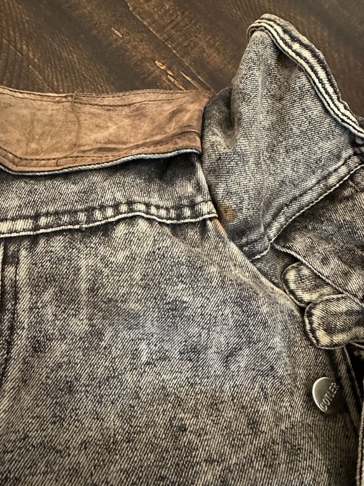 Other VTG Cotler Blue Alley Denim & Leather Patchwork Jacket-Spots Size US L / EU 52-54 / 3 - 7 Thumbnail