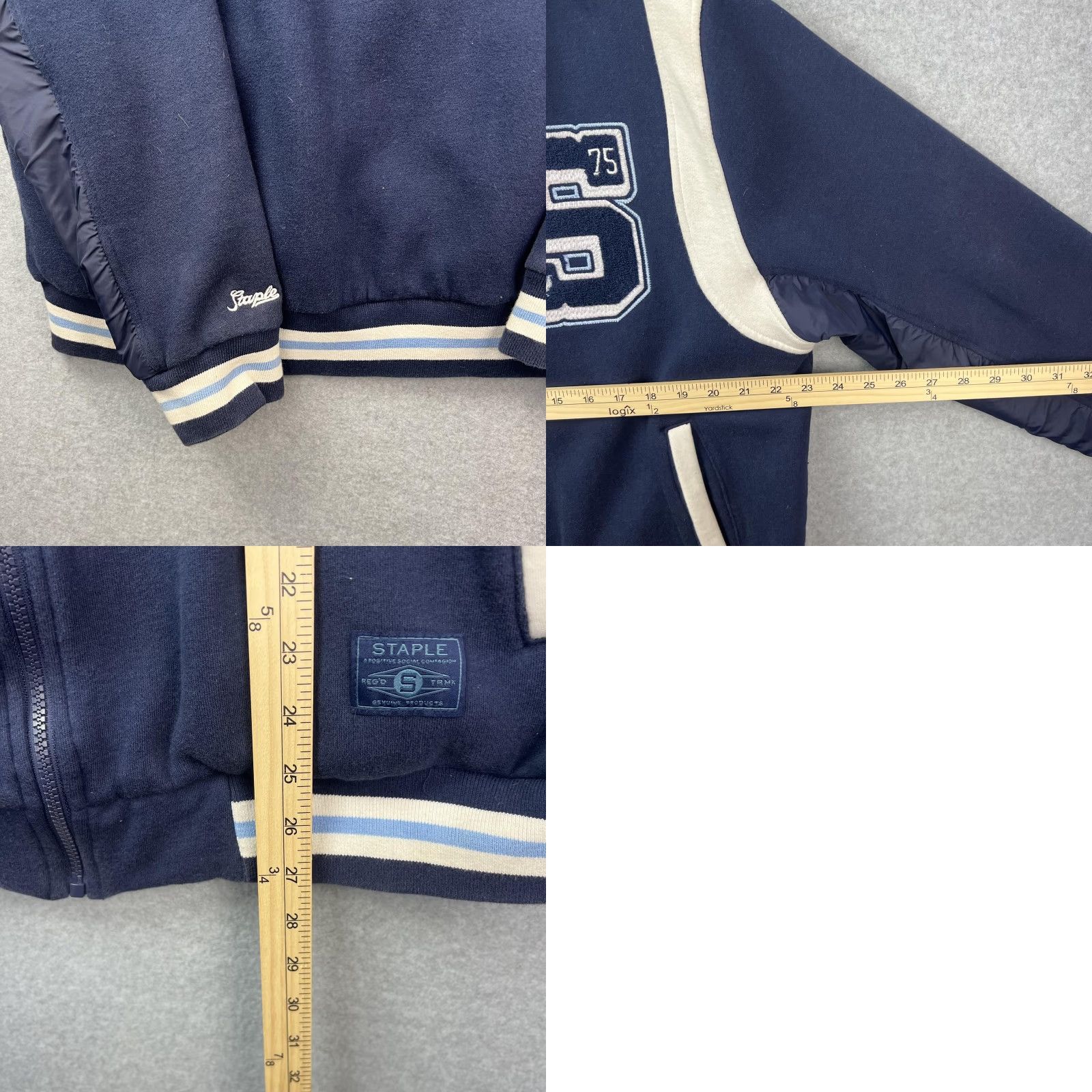 Vintage Staple Pigeon Jacket Mens XL Navy Varsity College Embroidered S 75 Bomber Zip Full-Zip Letterman Size US XL / EU 56 / 4 - 9 Thumbnail