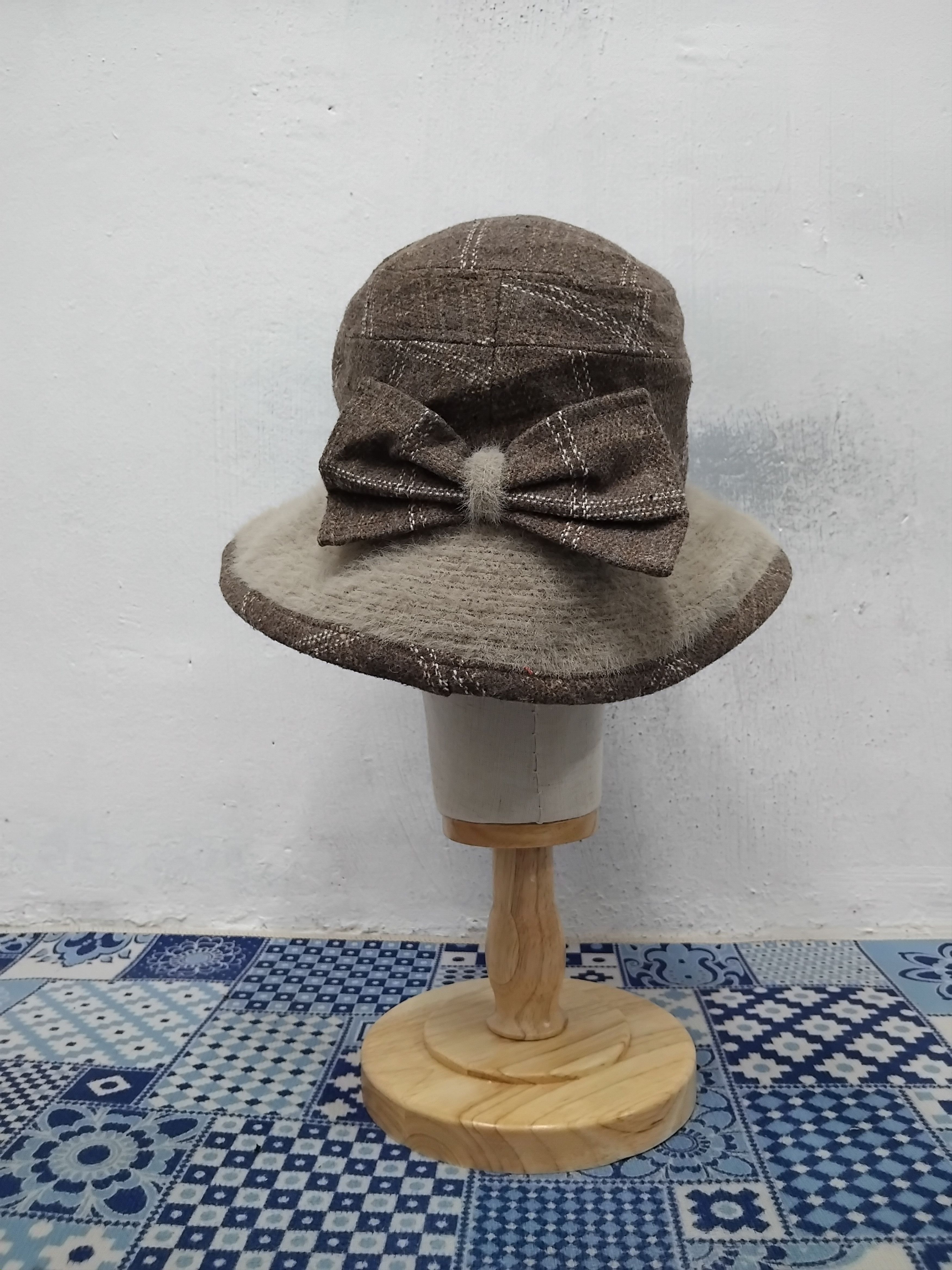 Japanese Brand 💥Ribbon checkered Japanese style hat Size ONE SIZE - 5 Thumbnail
