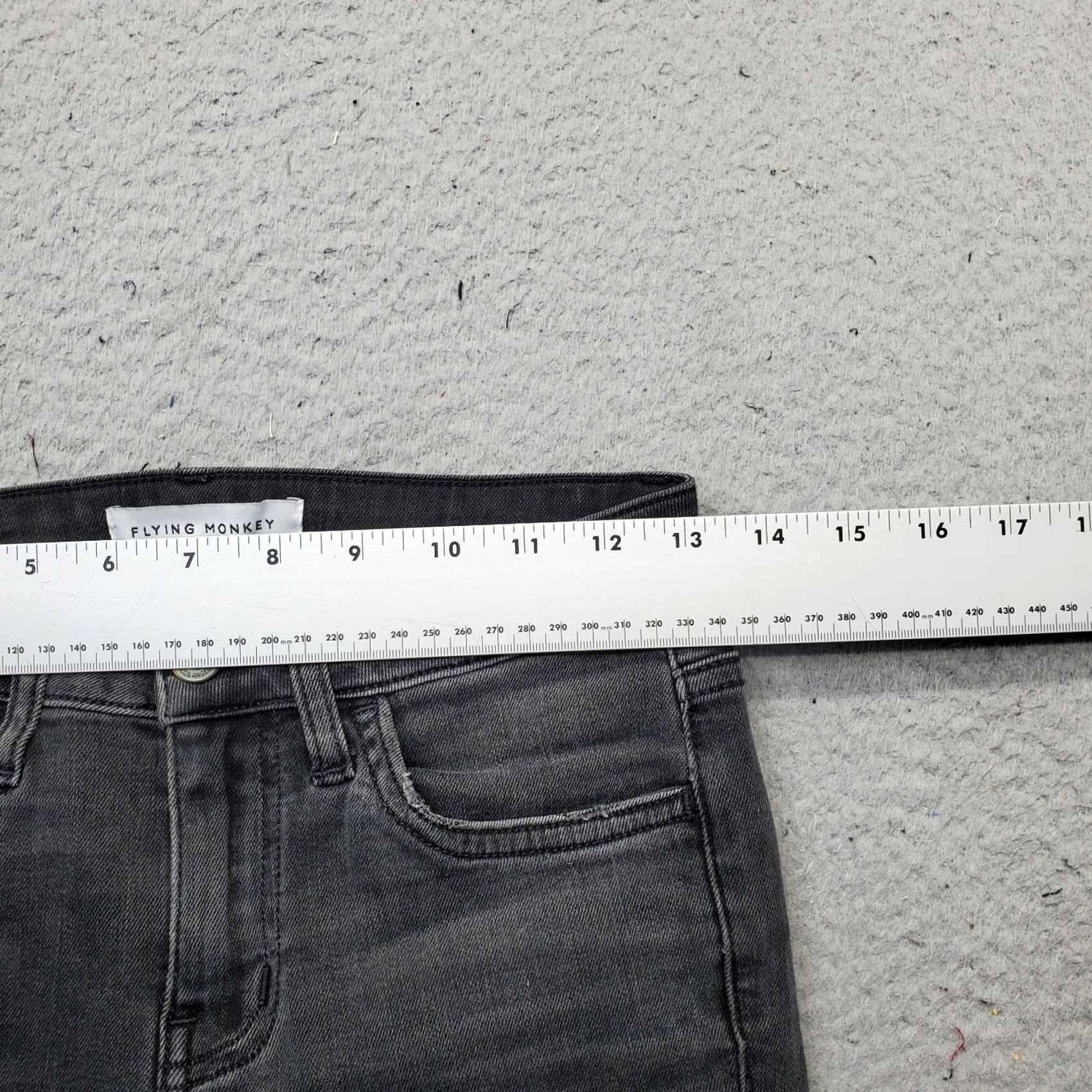 Vintage Flying Monkey Jeans Womens 24 Gray Denim Distressed Comfort Skinny Leg Raw Hem Jeans Size 42" / US 20 - 6 Thumbnail