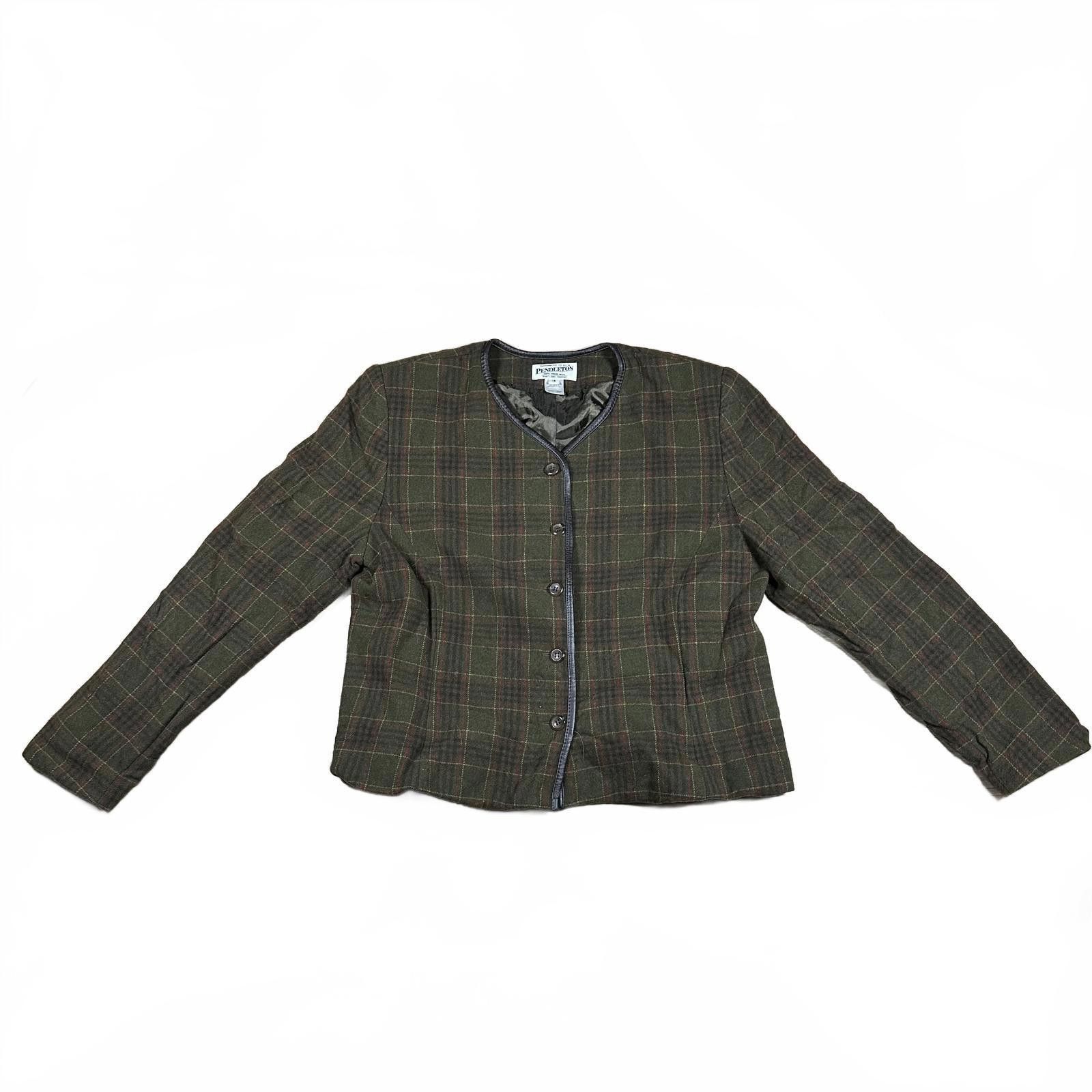 Pendleton Pendleton Women's Blazer Jacket 14 Green Plaid Wool Vintage Size XL / US 12-14 / IT 48-50 - 1 Thumbnail
