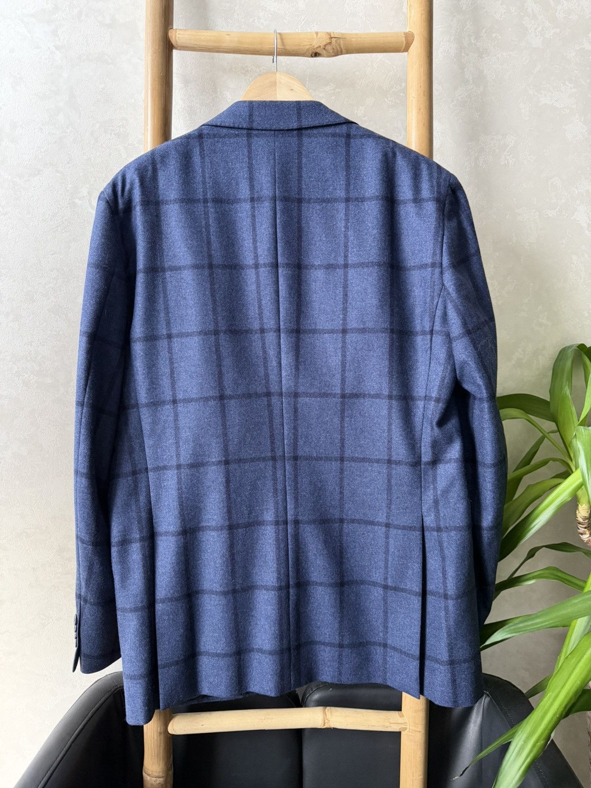 Boggi Boggi Milano Italy Luxury Wool Silk Blue Navy Check Blazer Size 44S - 11 Thumbnail
