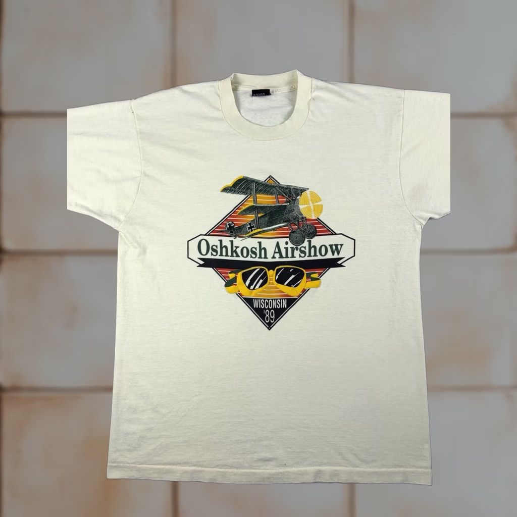 Vintage VINTAGE Oshkosh Air Show T Shirt Men’s XL Beige Wisconsin USA Planes 80s Size US XL / EU 56 / 4 - 1 Thumbnail