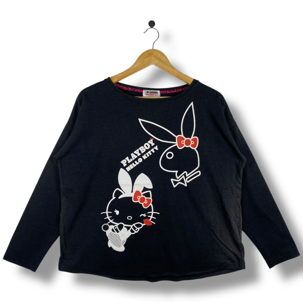 Anime PLAYBOY x HELLO KITTY Women Faded Tops Tee Shirt 4-Large Size 4XL / US 24-26 - 1 Thumbnail