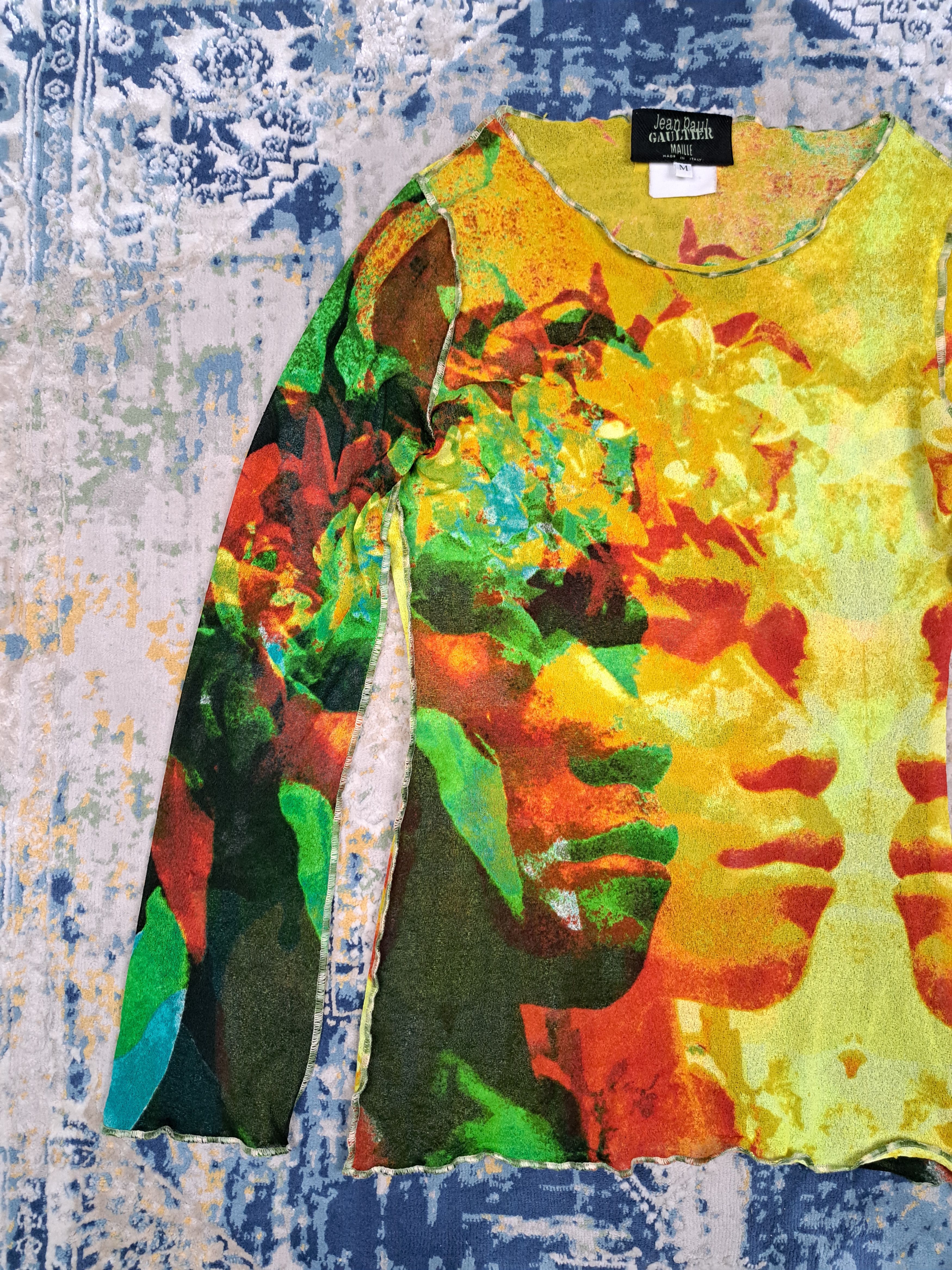 Jean Paul Gaultier SS 2000 Jean Paul Gaultier Psychedelic Faces LSD Mesh Top Size M / US 6-8 / IT 42-44 - 3 Thumbnail