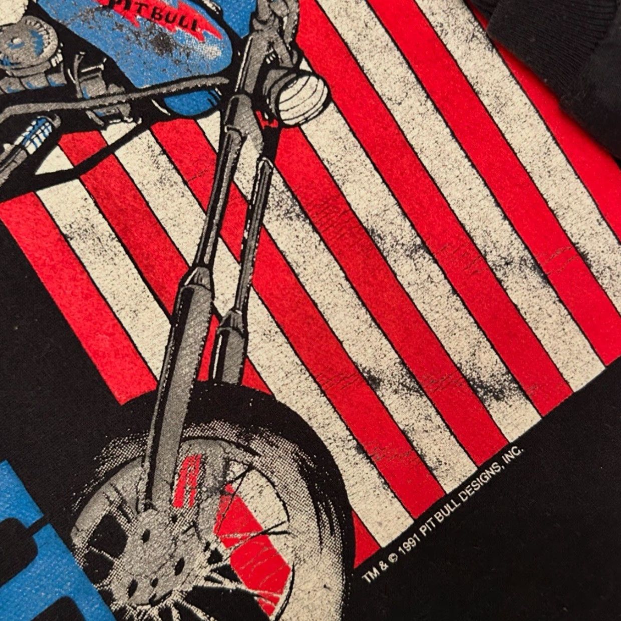 Vintage VINTAGE 90s American Proud Pitbull Biker Dog USA Flag 1991 Shirt Mens XL Black Size US XL / EU 56 / 4 - 3 Thumbnail