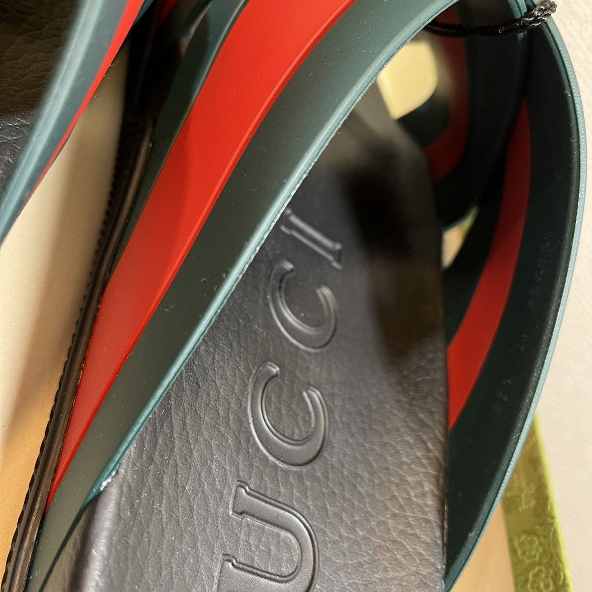 Gucci GUCCI rubber sandals GG BLACK RED GREEN 10 NEW Size US 10.5 / EU 43-44 - 7 Thumbnail