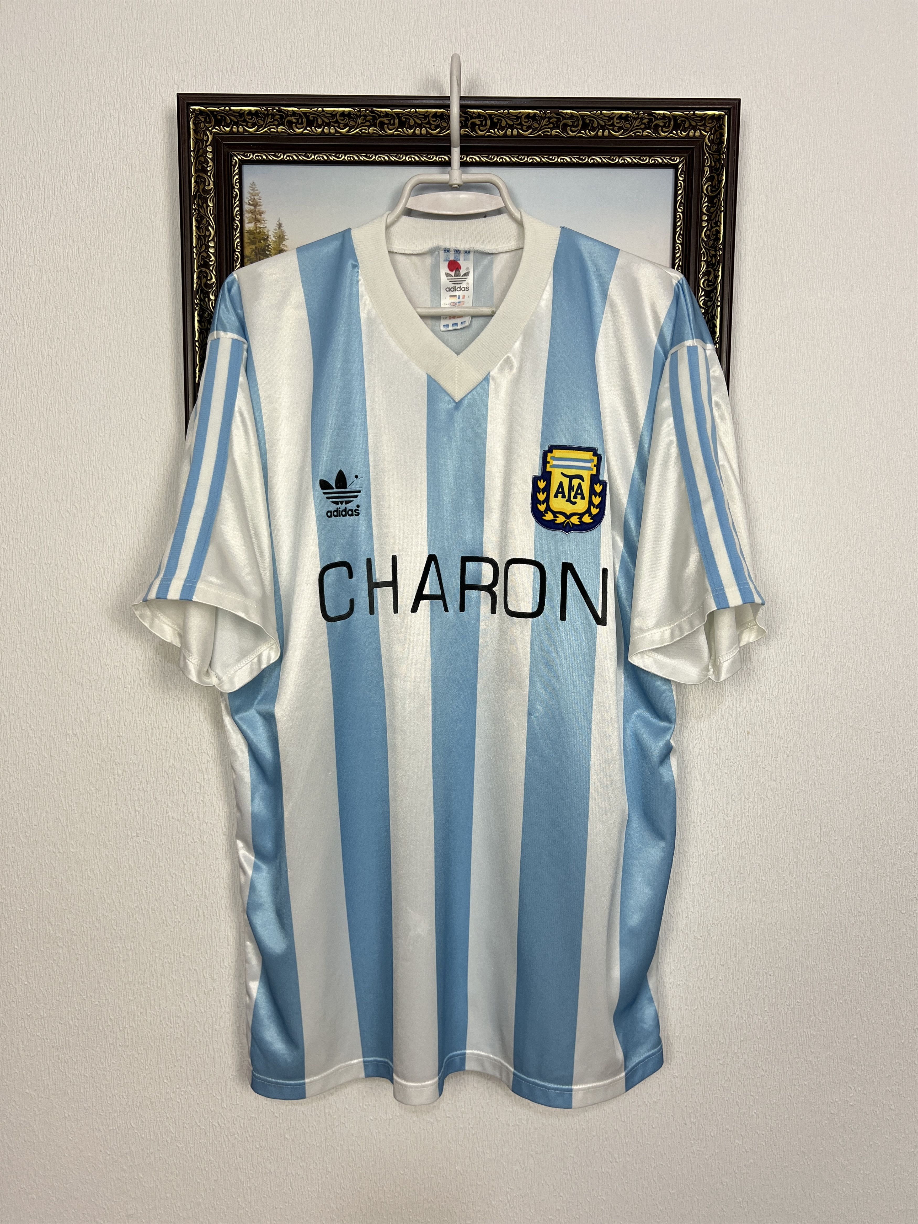 Adidas Argentina Home football shirt 1990 Soccer #11 Jersey Trikot Size US L / EU 52-54 / 3 - 1 Thumbnail