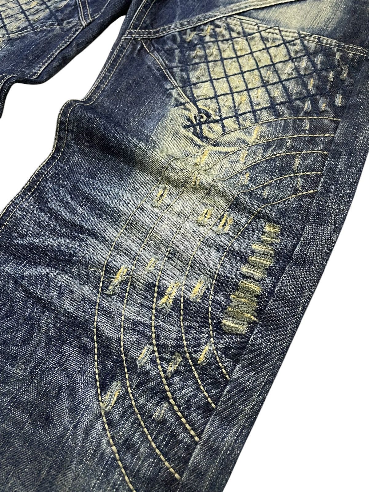 Japanese Brand Lemans Japan Asymmetrical Panel Heavy Stitch Boro Jeans Size US 32 / EU 48 - 7 Thumbnail