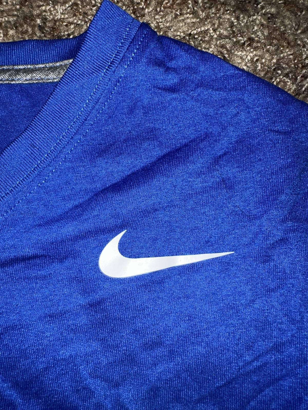 Nike Nike Mens Legend Dri-Fit Athletic Gym Workout Blue V-Neck T-Shirt Size US M / EU 48-50 / 2 - 3 Thumbnail
