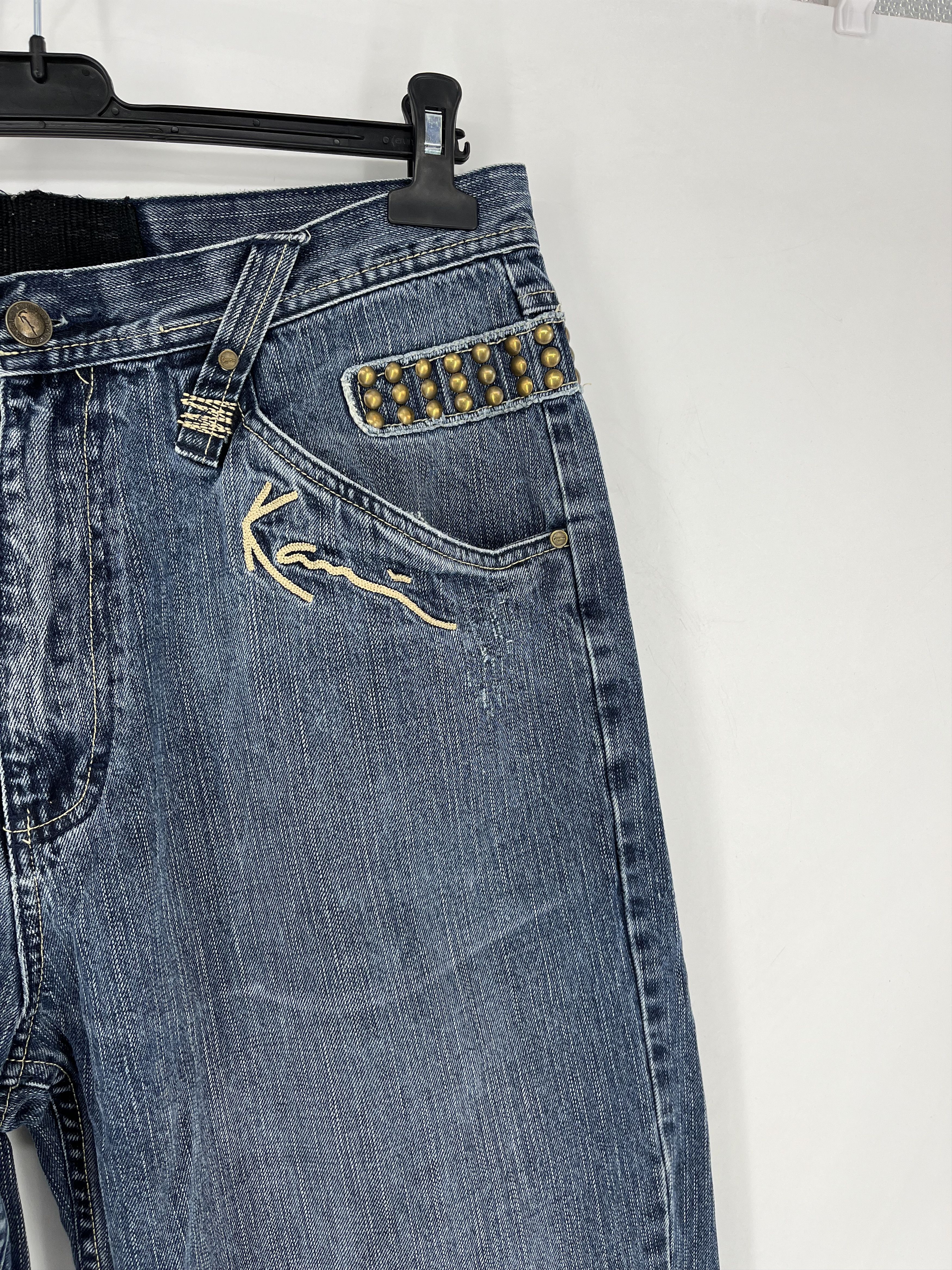 Japanese Brand Vintage Karl Kani Baggy Rap Jeans Rivet Stud Big Logo Size34 Size US 34 / EU 50 - 3 Thumbnail
