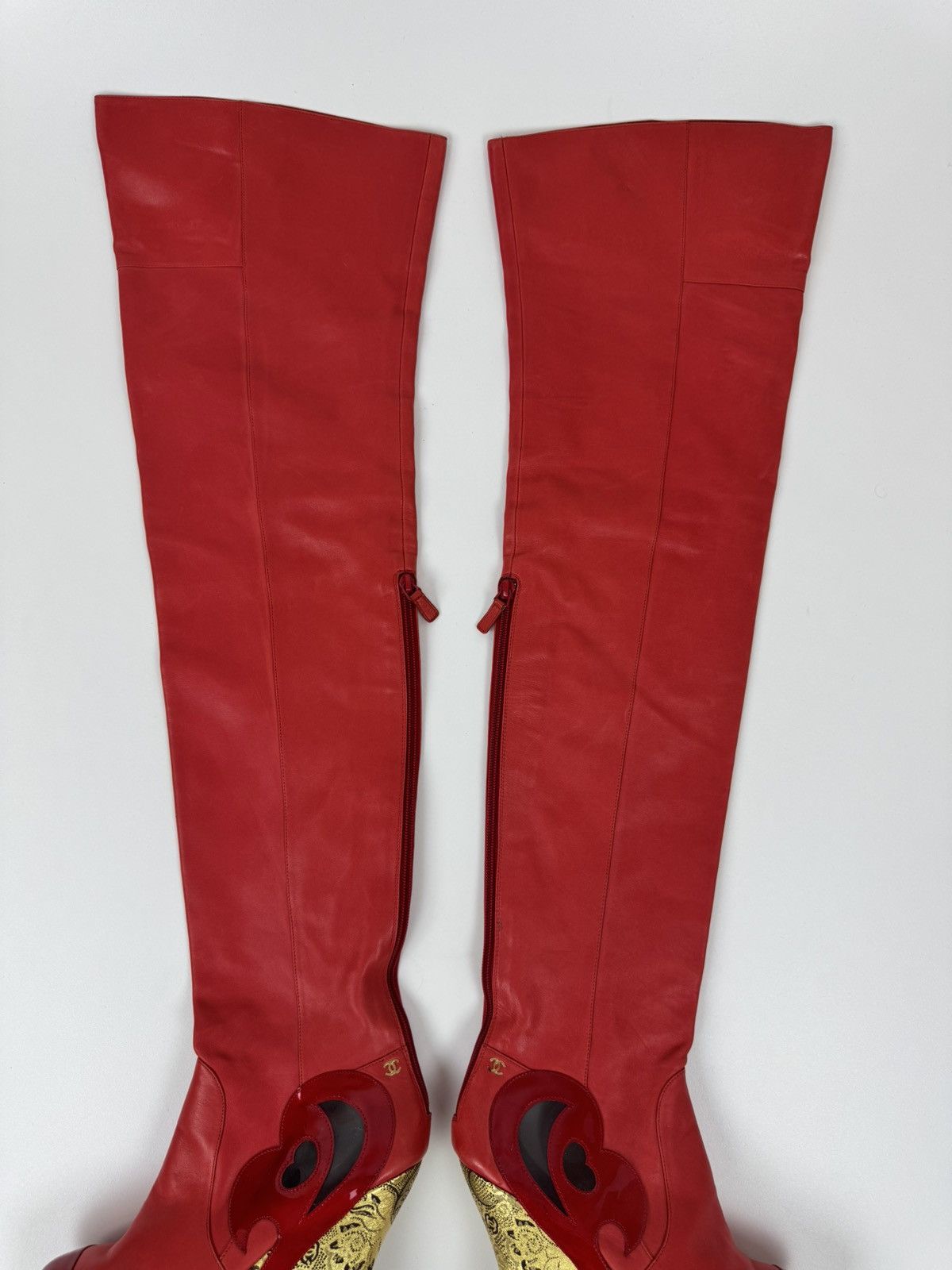 Chanel Chanel Paris Red Leather Over Knee Wadge Boots Avant Garde Size US 9 / IT 39 - 5 Thumbnail