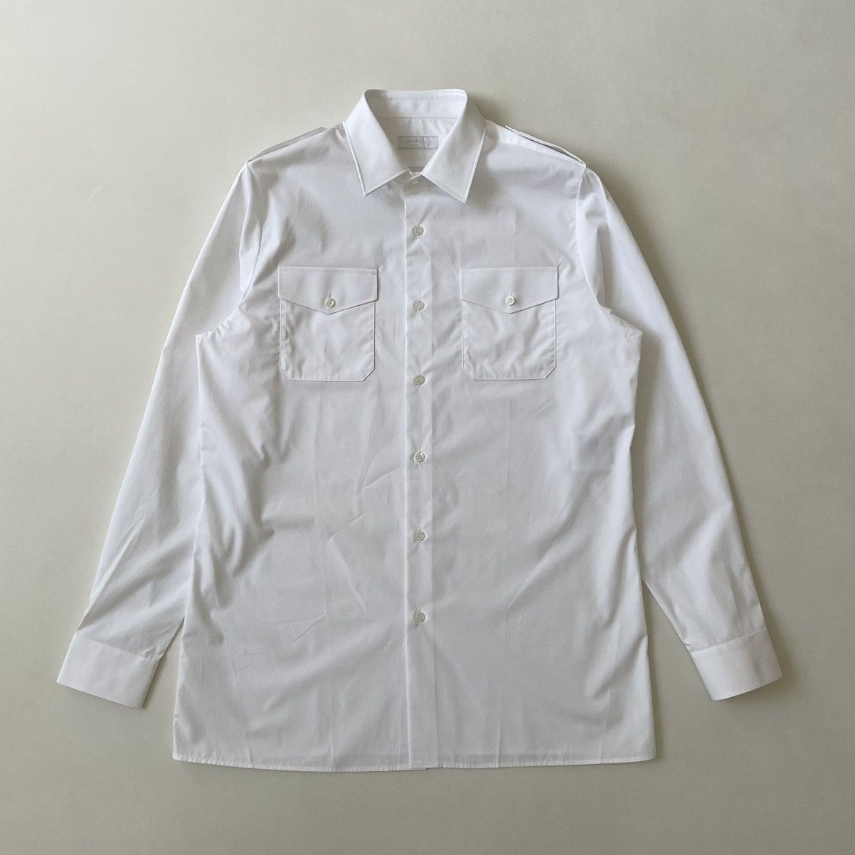 Prada S/S 24 White Cotton Officer Utility Shirt Size US L / EU 52-54 / 3 - 15 Thumbnail