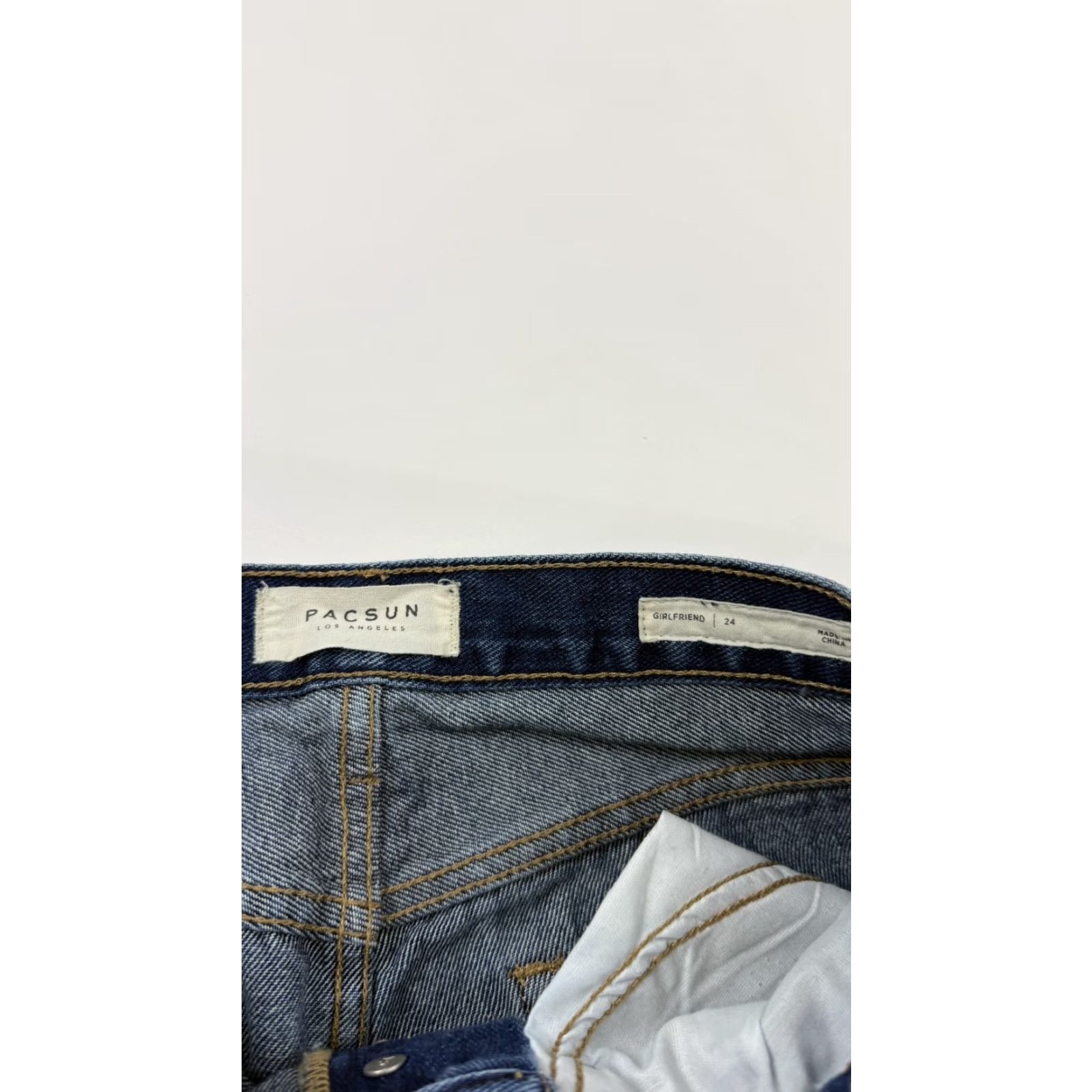 Pacsun PACSUN Jeans Womens 24 Blue Girlfriend Fit Dark Wash Denim Cuffed Hem Size 42" / US 20 - 3 Thumbnail