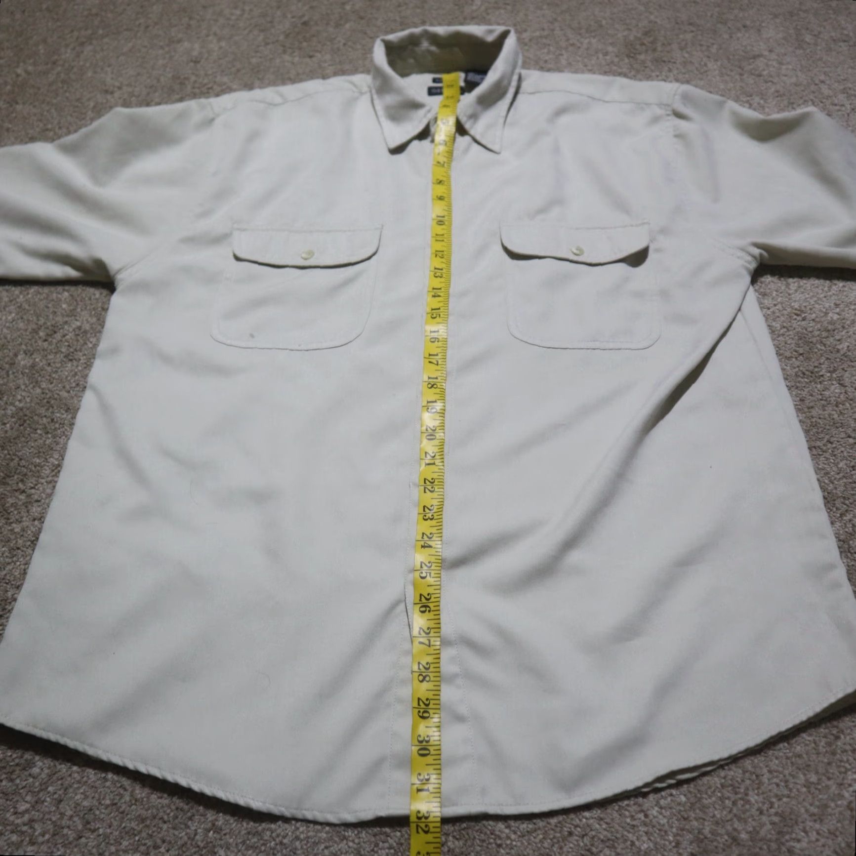 George George Shirt Mens M Beige Suede Button-Up Pocket Collared L Large Size US M / EU 48-50 / 2 - 6 Thumbnail