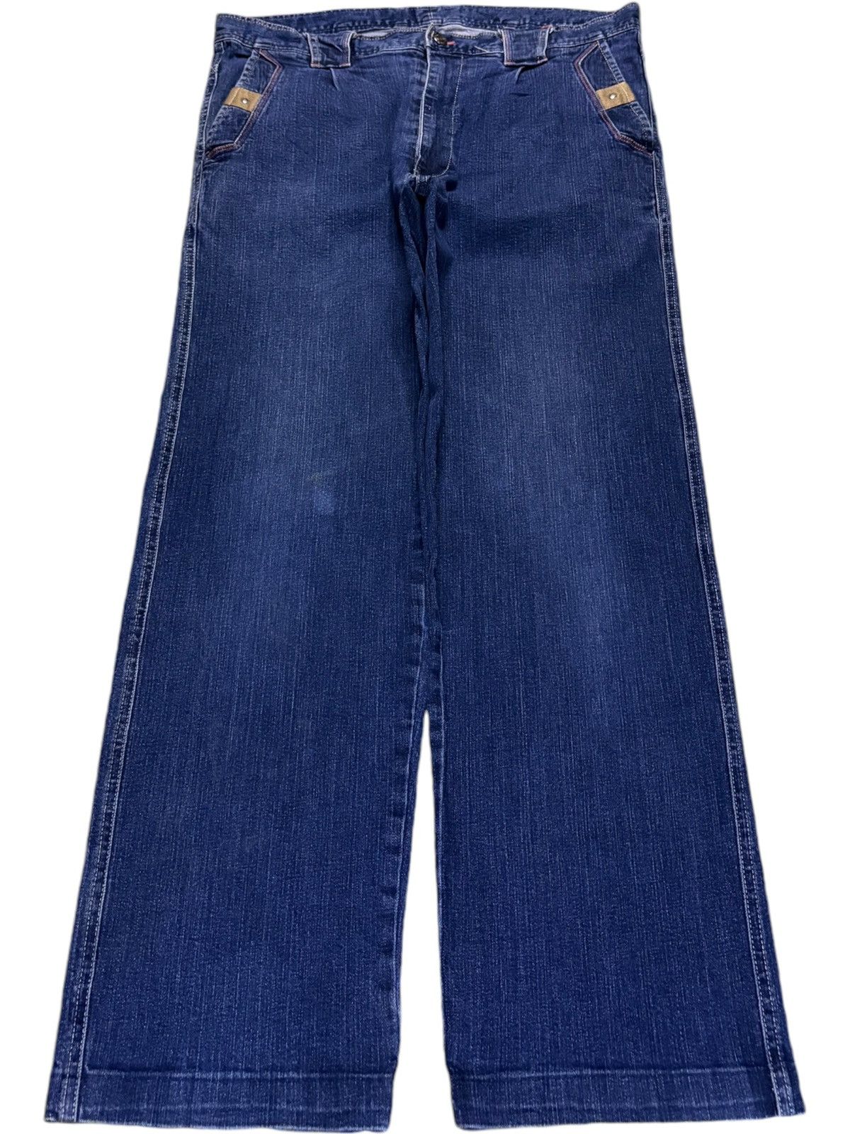 Japanese Brand Vintage Japanese Brand Blue Wash Embroidered Loose Jeans Size US 35 - 1 Thumbnail