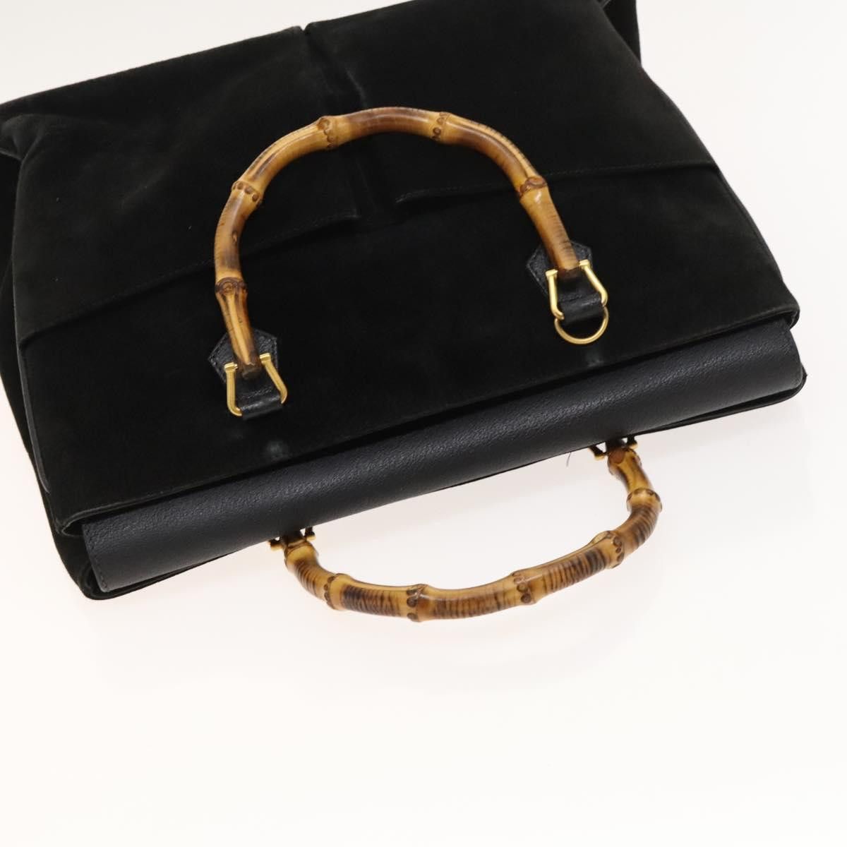 Gucci GUCCI Bamboo Hand Bag Suede Black Gold 002 123 002 123 Size ONE SIZE - 6 Thumbnail