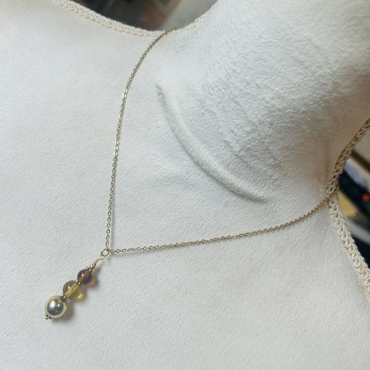 Handmade Handcrafted vintage bead drop pendant on chain necklace Size ONE SIZE - 2 Thumbnail