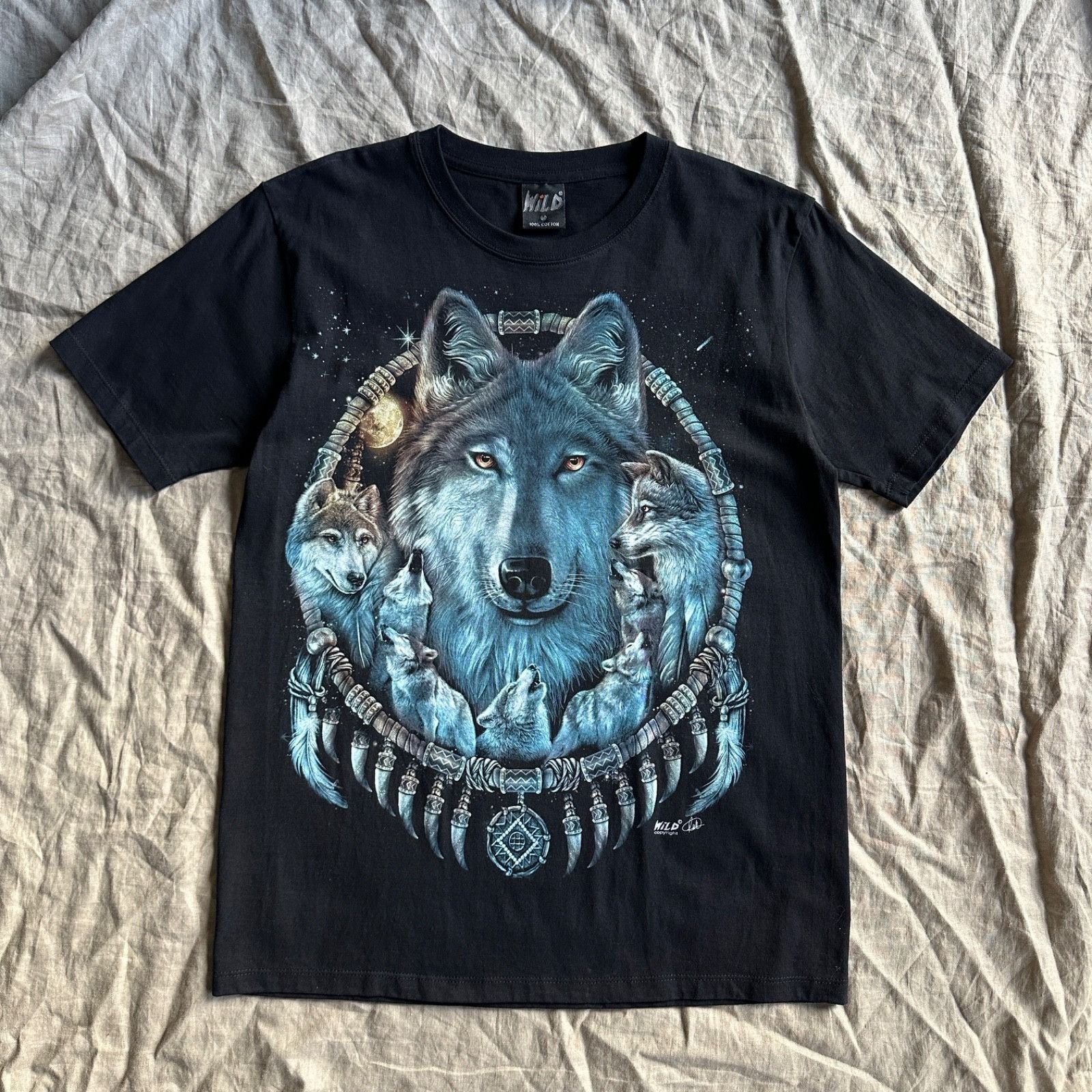Vintage Vintage Wolf Dreamcatcher Graphic T-Shirt 9404AC Size US M / EU 48-50 / 2 - 1 Thumbnail