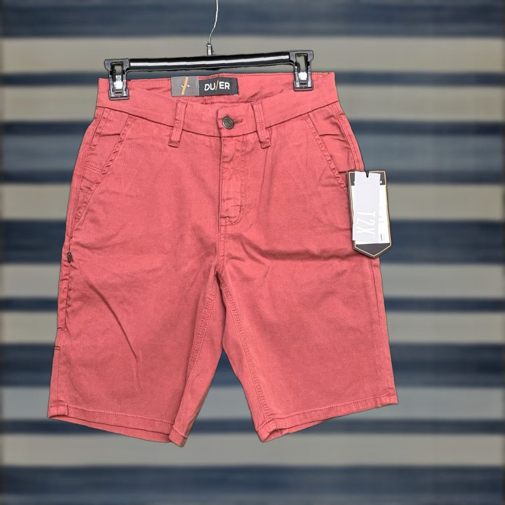 DUER Men's Chino Shorts 28 Red Stretch Casual Travel Pockets