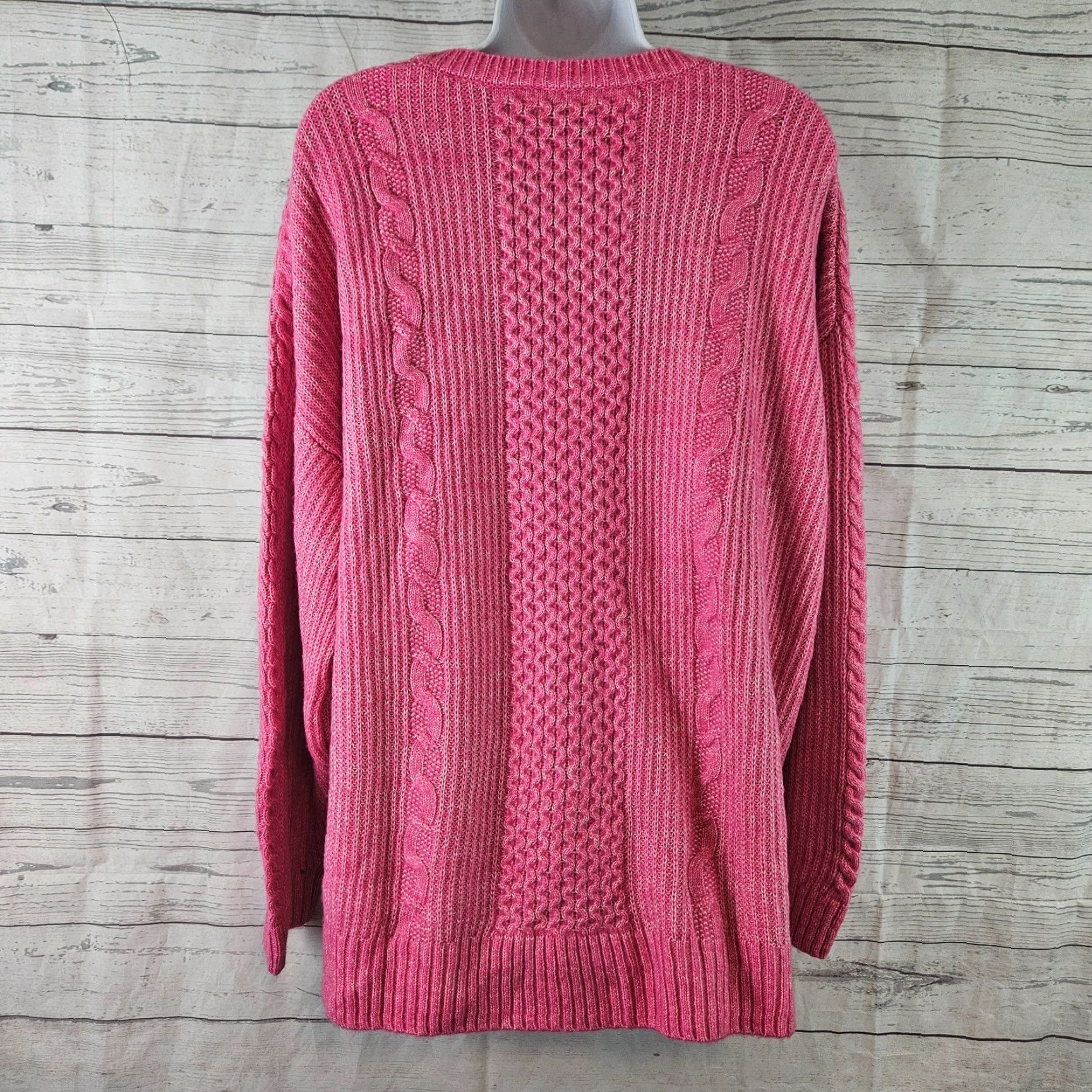 Vintage Cabi Womens Elsa Pullover Sweater XS XL Pink Cable Knit Cotton Blend Knit Long Sleeve Size XL Regal Pink Womens Pullover Sweater Size XL / US 12-14 / IT 48-50 - 3 Thumbnail