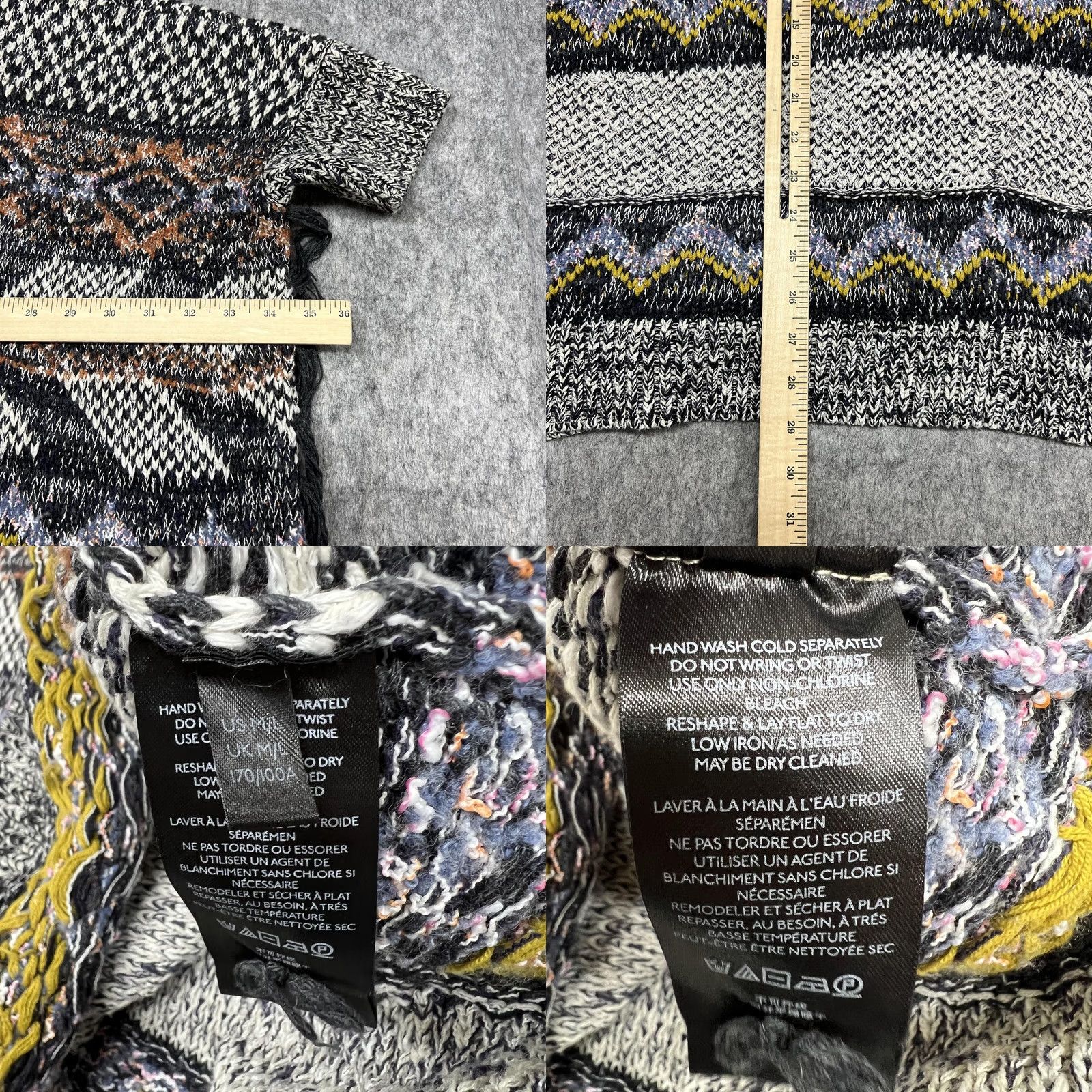 Vintage Pilcro Sweater Womens M/L Medium Large Gray Fair Isle Turtleneck Tassel Prep Poncho Size M / US 6-8 / IT 42-44 - 8 Thumbnail