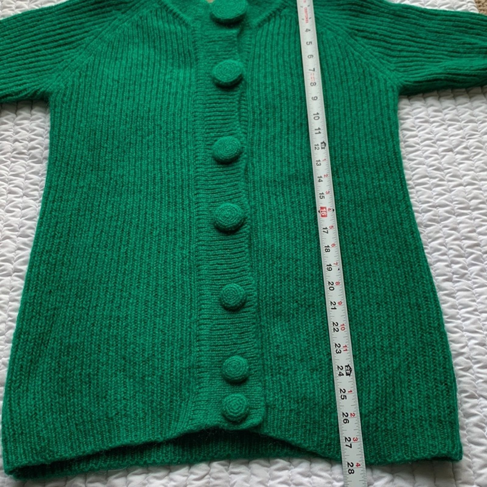 Vintage 80's green mohair blend green cardigan cropped oversized Size S / US 4 / IT 40 - 4 Thumbnail