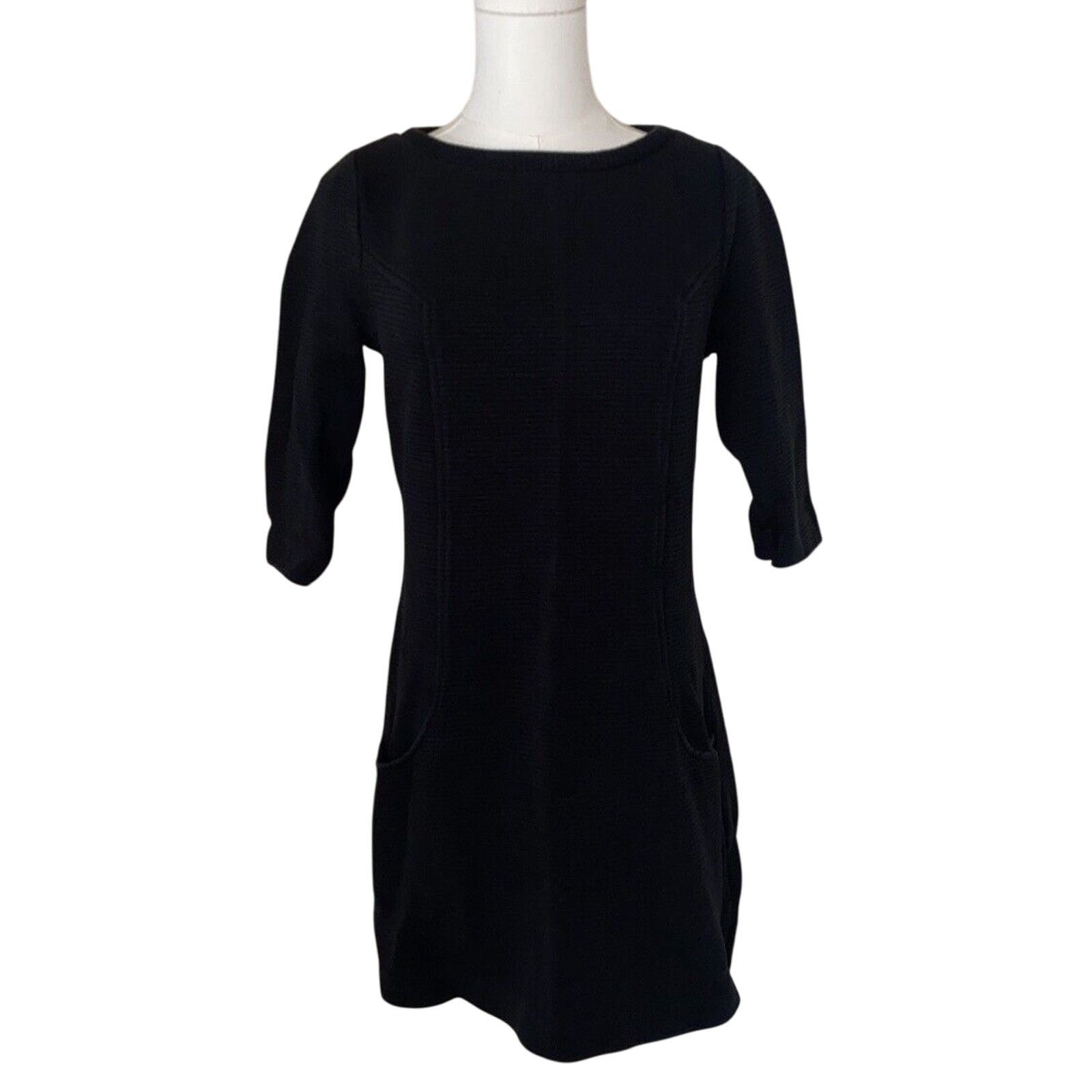 Boden Women's Boden Ribbed-knit 3/4 Sleeve Black Mini Dress 8 Size M / US 6-8 / IT 42-44 - 1 Thumbnail
