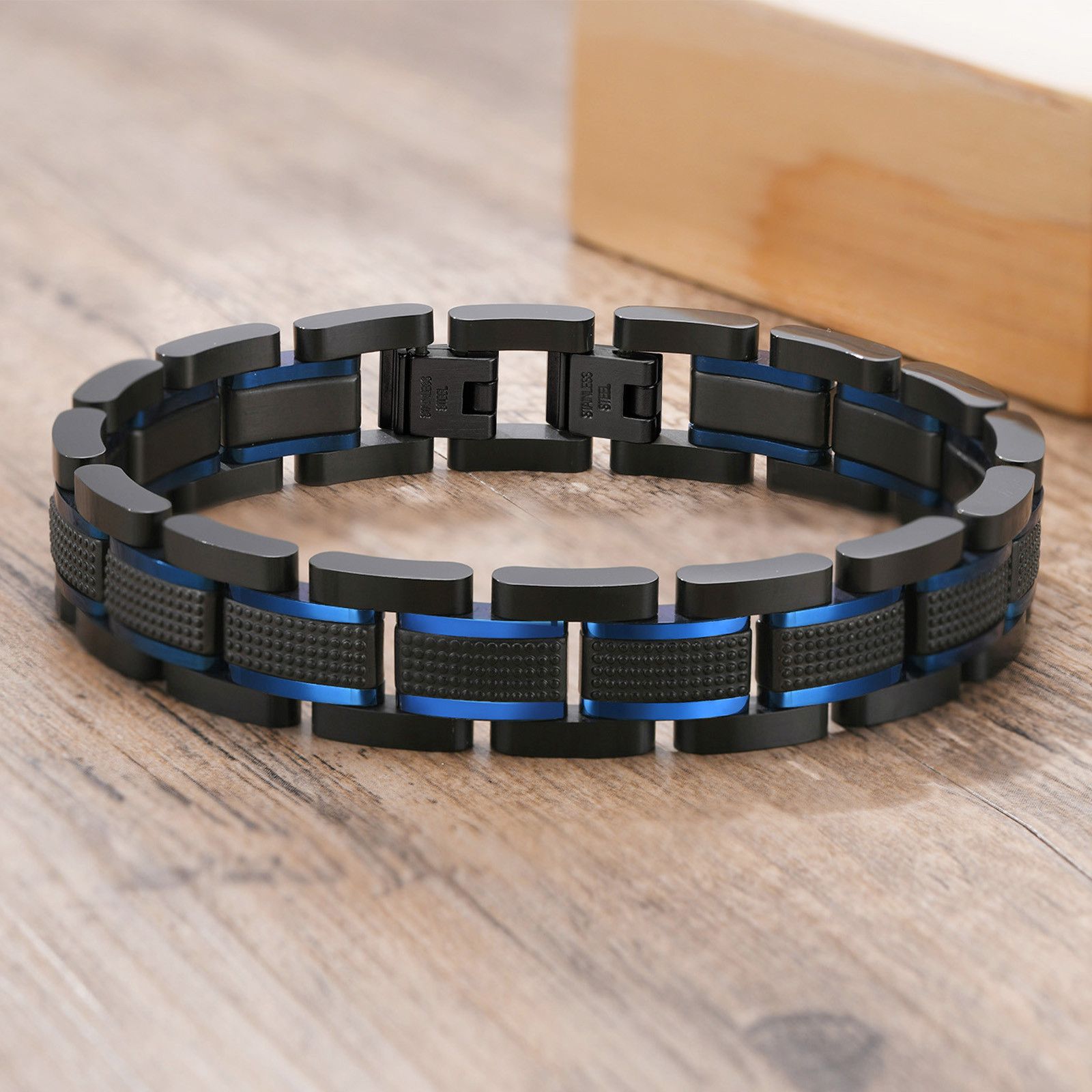 Other Luxury Black Strap Stainless Steel Bracelet Size ONE SIZE - 1 Thumbnail