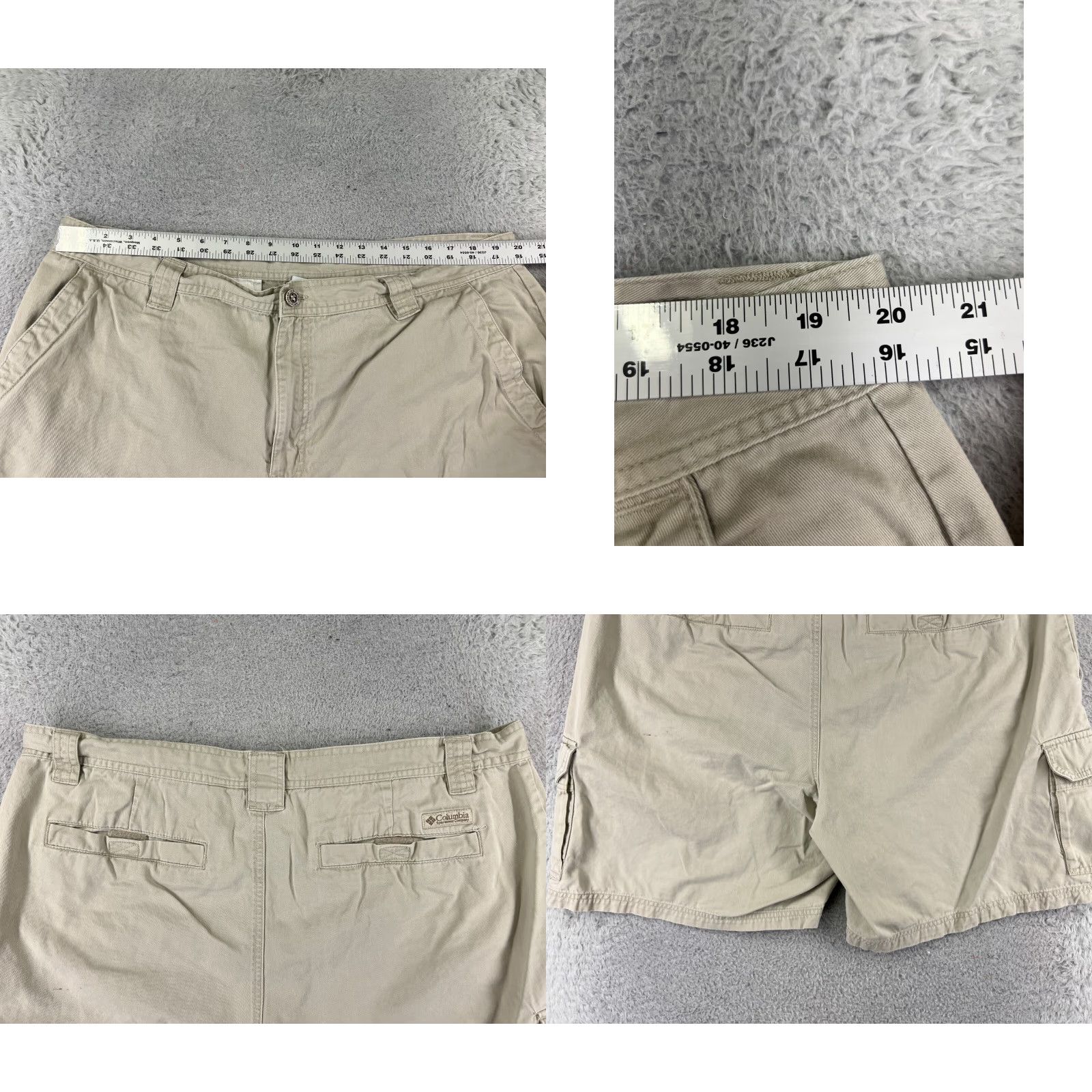 Vintage Columbia Men Cargo Shorts 40 Beige Cotton Twill Hiking Camping Fishing 40x7 Cargo Pocket Belted Regular Inseam 7 in Beige Mens Shorts Size US 40 / EU 56 - 9 Thumbnail