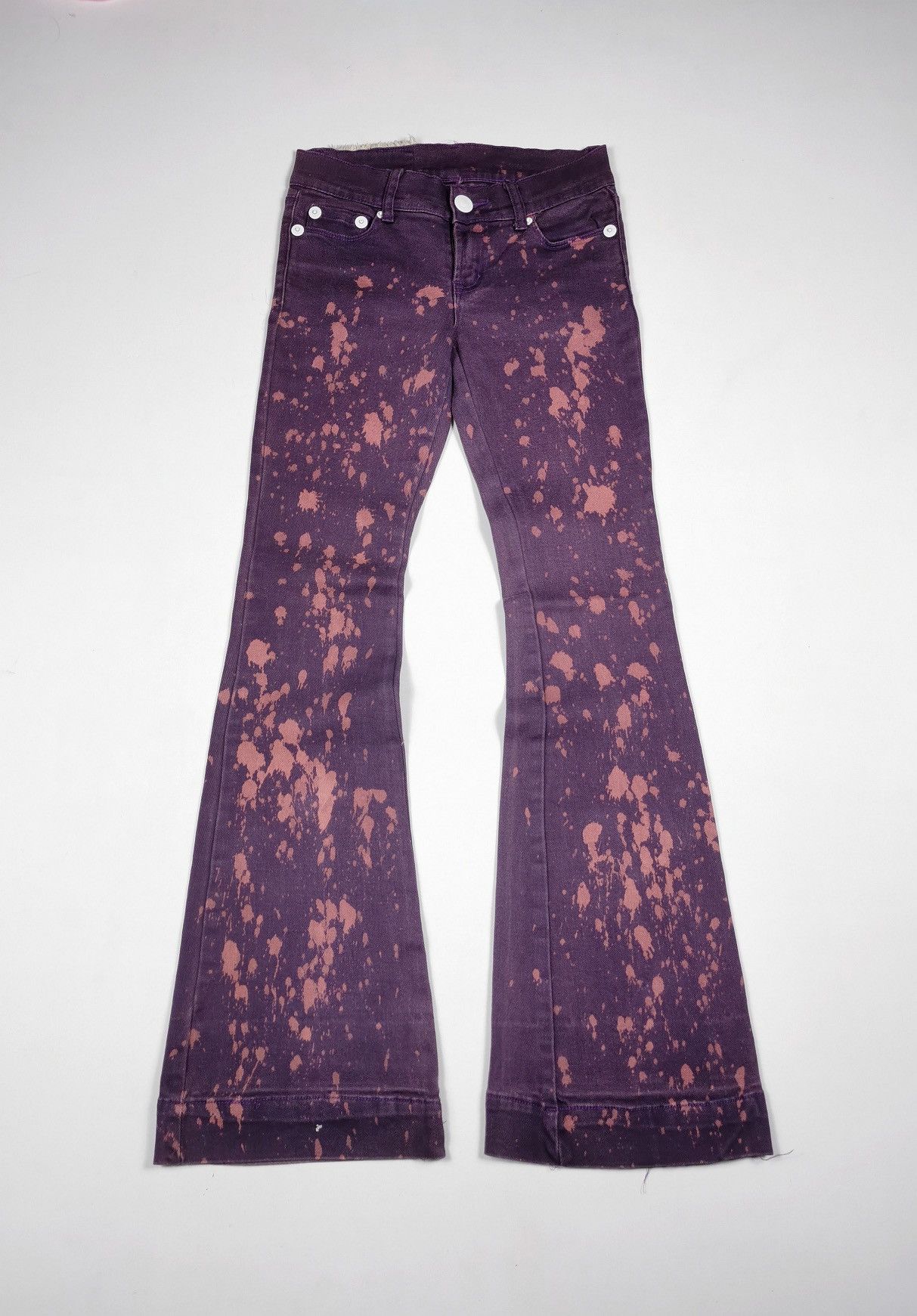If Six Was Nine Bootcut Flare Bleach Splatter Qcoco Happy Valley Purple Jean Size US 28 / EU 44 - 1 Thumbnail