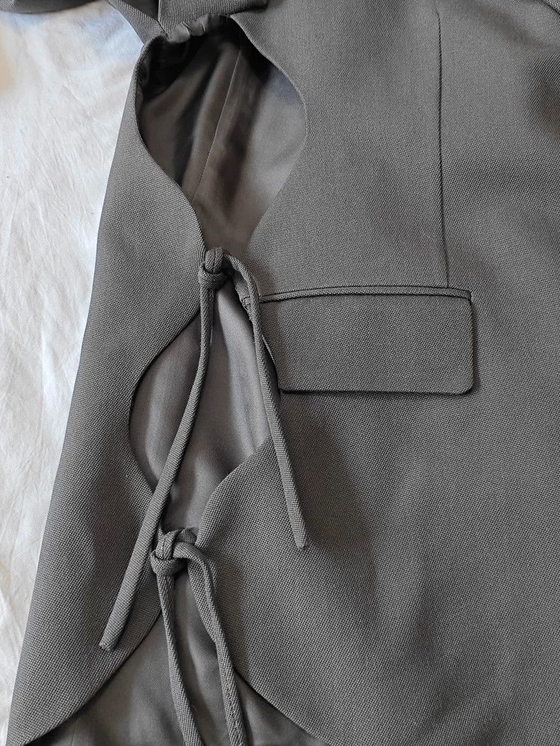 Louis Vuitton Louis Vuitton 23 SS Cutout Drawstring Tie Grey Suit 2501-Ne Size 54R - 7 Thumbnail