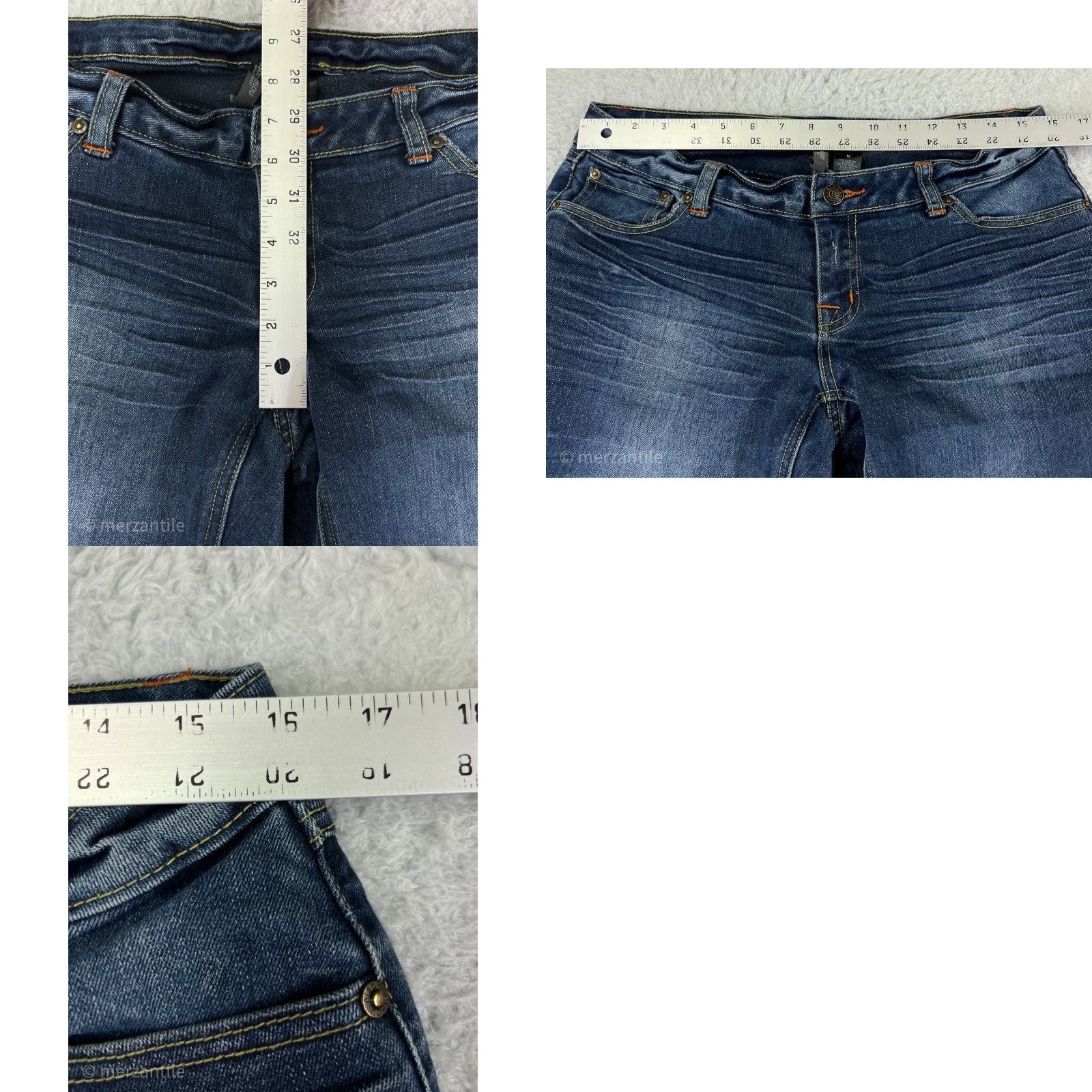 Vintage BISOU BISOU Jeans Womens 10 Blue Denim Flare Low Rise Medium Wash Cotton Size 32" / US 10 / IT 46 - 9 Thumbnail