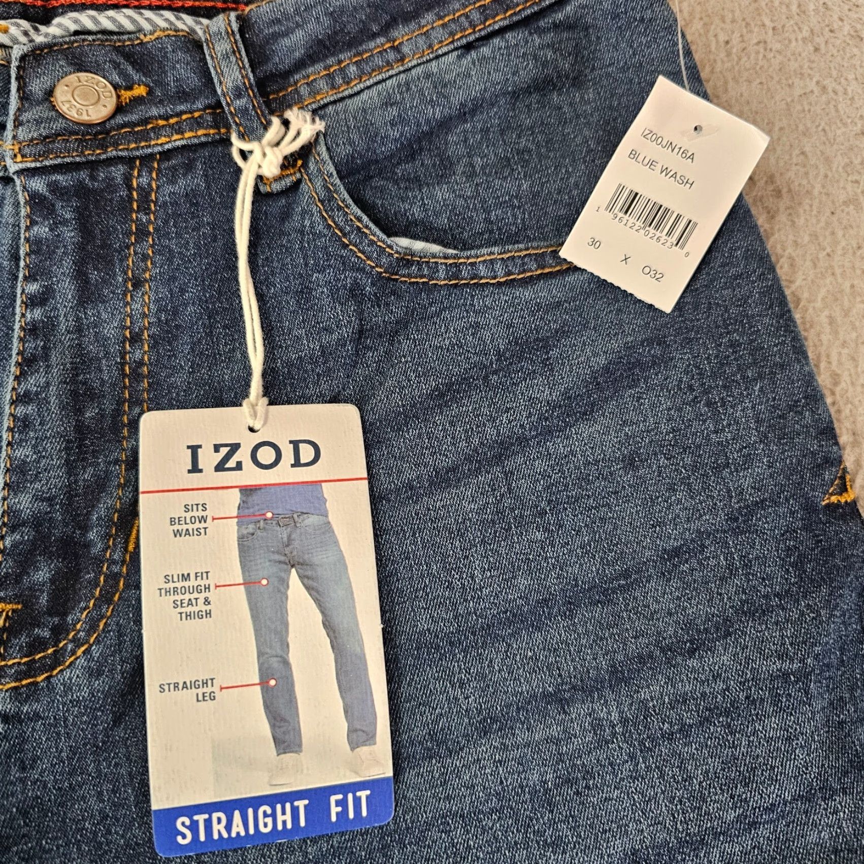 Izod IZOD Men’s Jeans 30x32 Blue Straight Fit Comfort Stretch Denim Cotton Pant Jeans Size US 30 / EU 46 - 3 Thumbnail