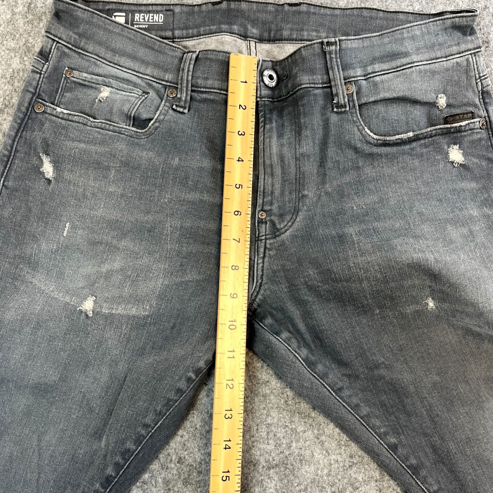 G-Star G Star Mens Jeans Slim Skinny 36 34 Grey Distressed Stretch Revend Denim 5-Pocket Design Slim Mens Jeans Grey Revend 3301 Size US 36 / EU 52 - 5 Thumbnail