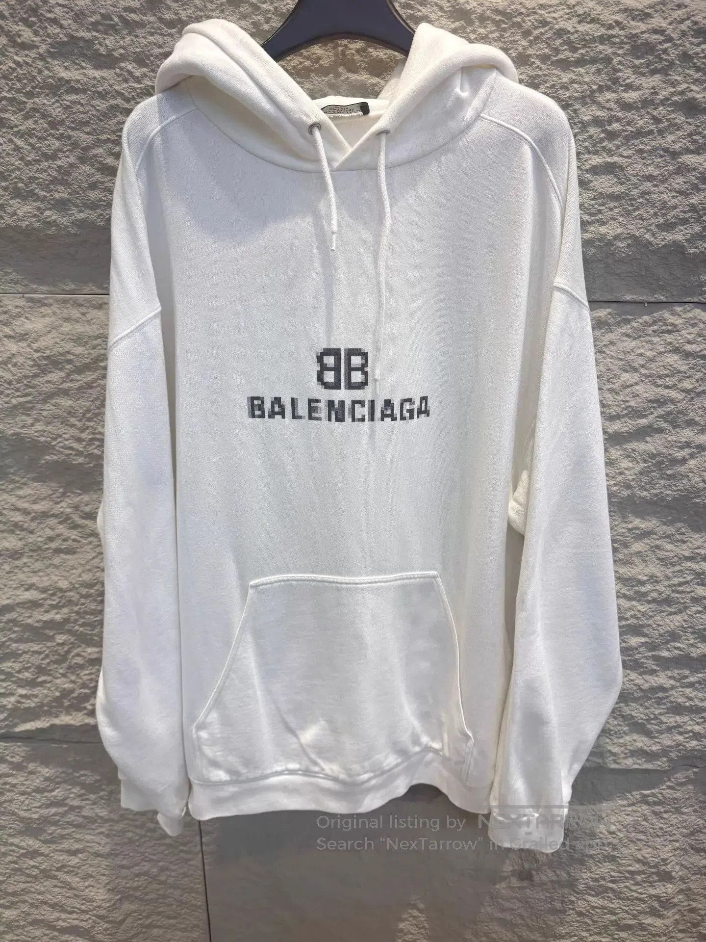 Balenciaga White Logo Hoodie with Drawstring and Kangaroo Pocket. Size US L / EU 52-54 / 3 - 1 Thumbnail